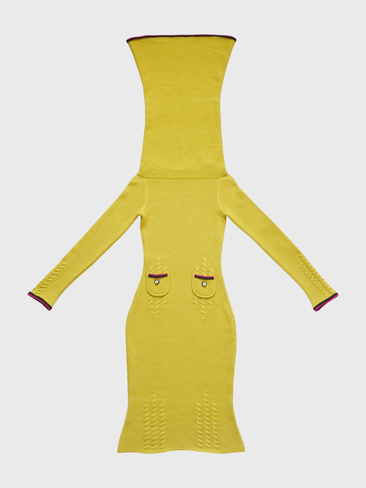 JOHN GALLIANO Fall 1999 Vintage Knit Dress w/ Oversized Collar