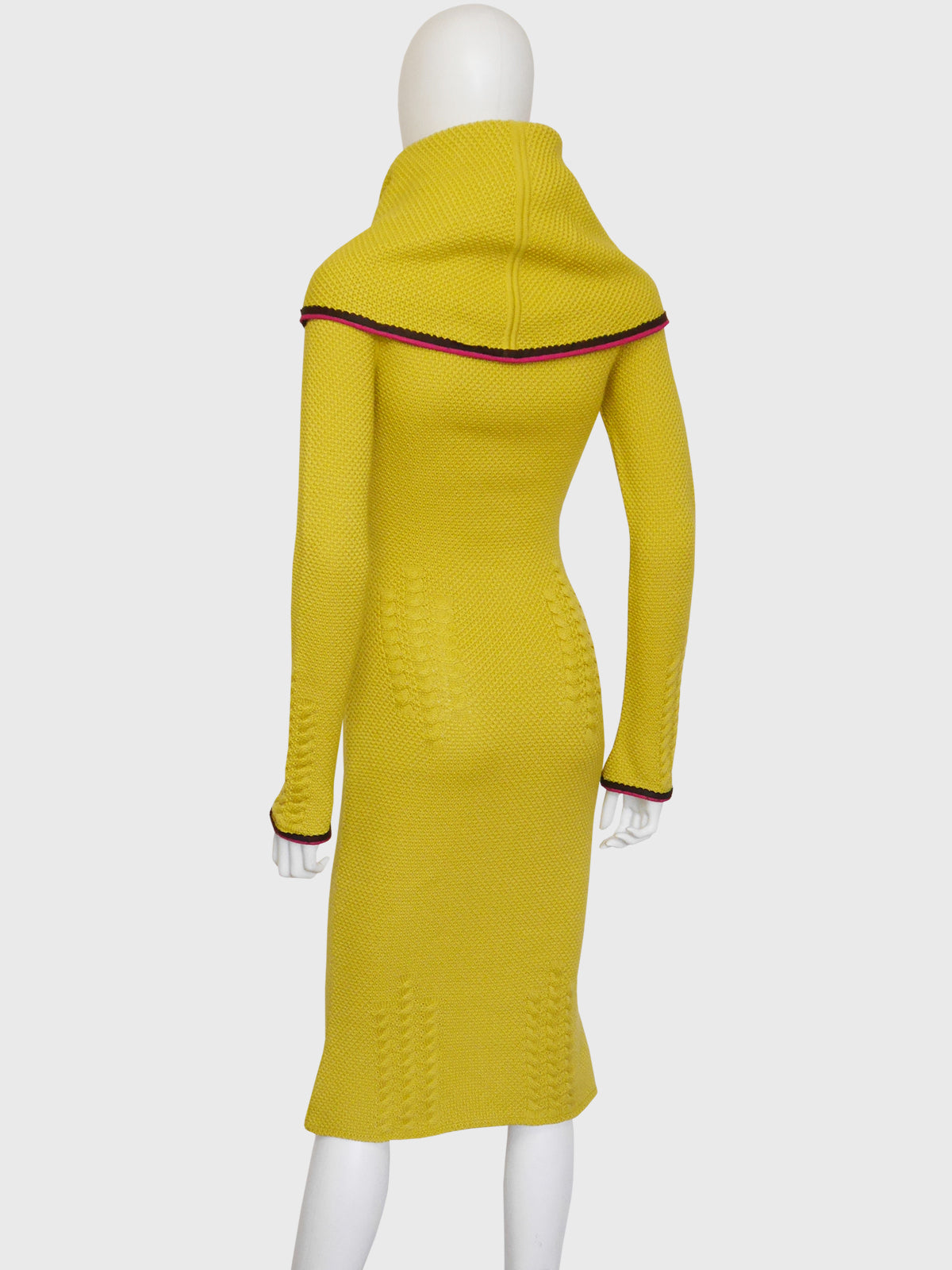 JOHN GALLIANO Fall 1999 Vintage Knit Dress w/ Oversized Collar