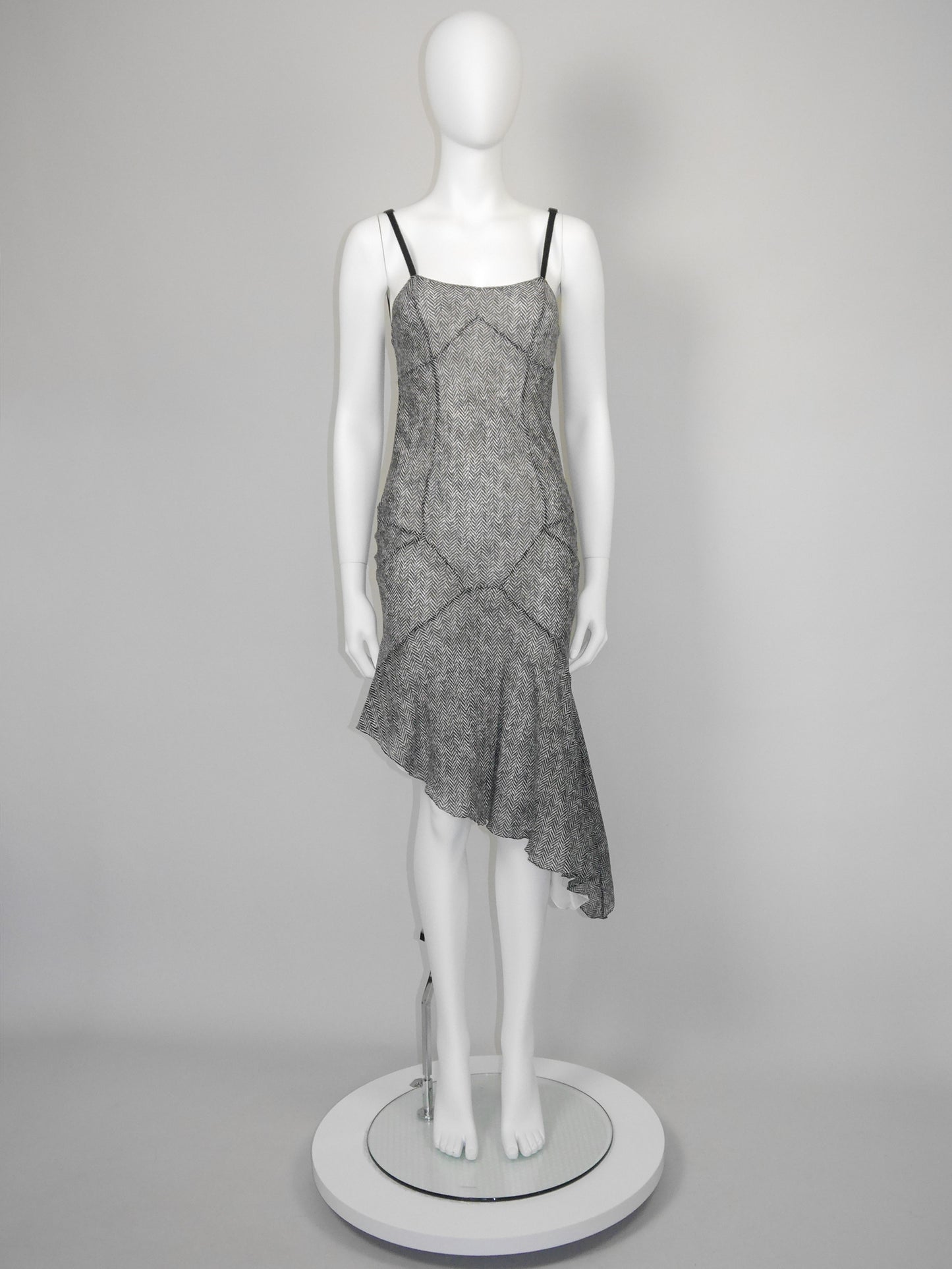 JOHN GALLIANO Spring 2001 Vintage Asymmetrical Silk Slip Dress Lingerie Style Size S