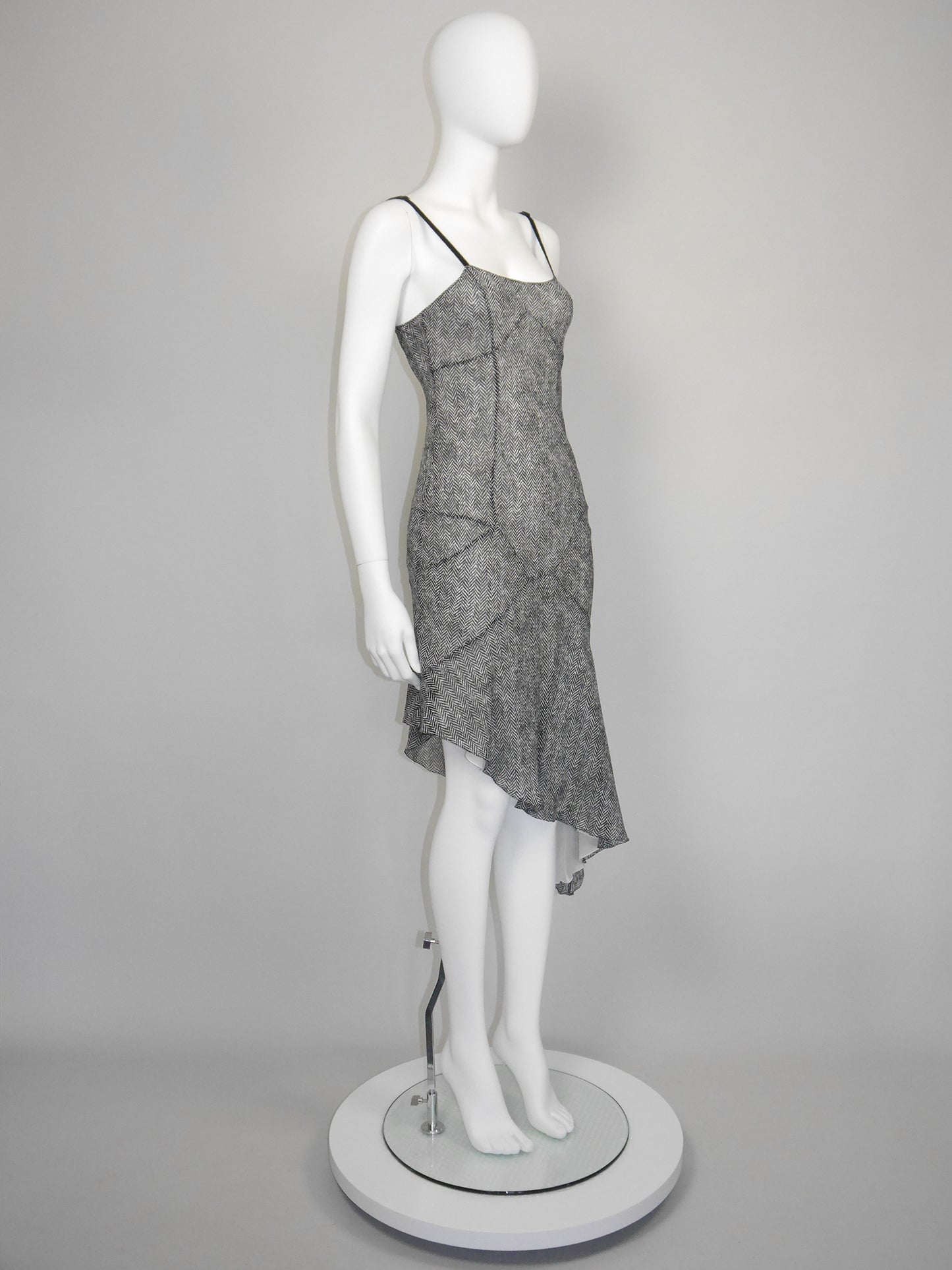 JOHN GALLIANO Spring 2001 Vintage Asymmetrical Silk Slip Dress Lingerie Style Size S