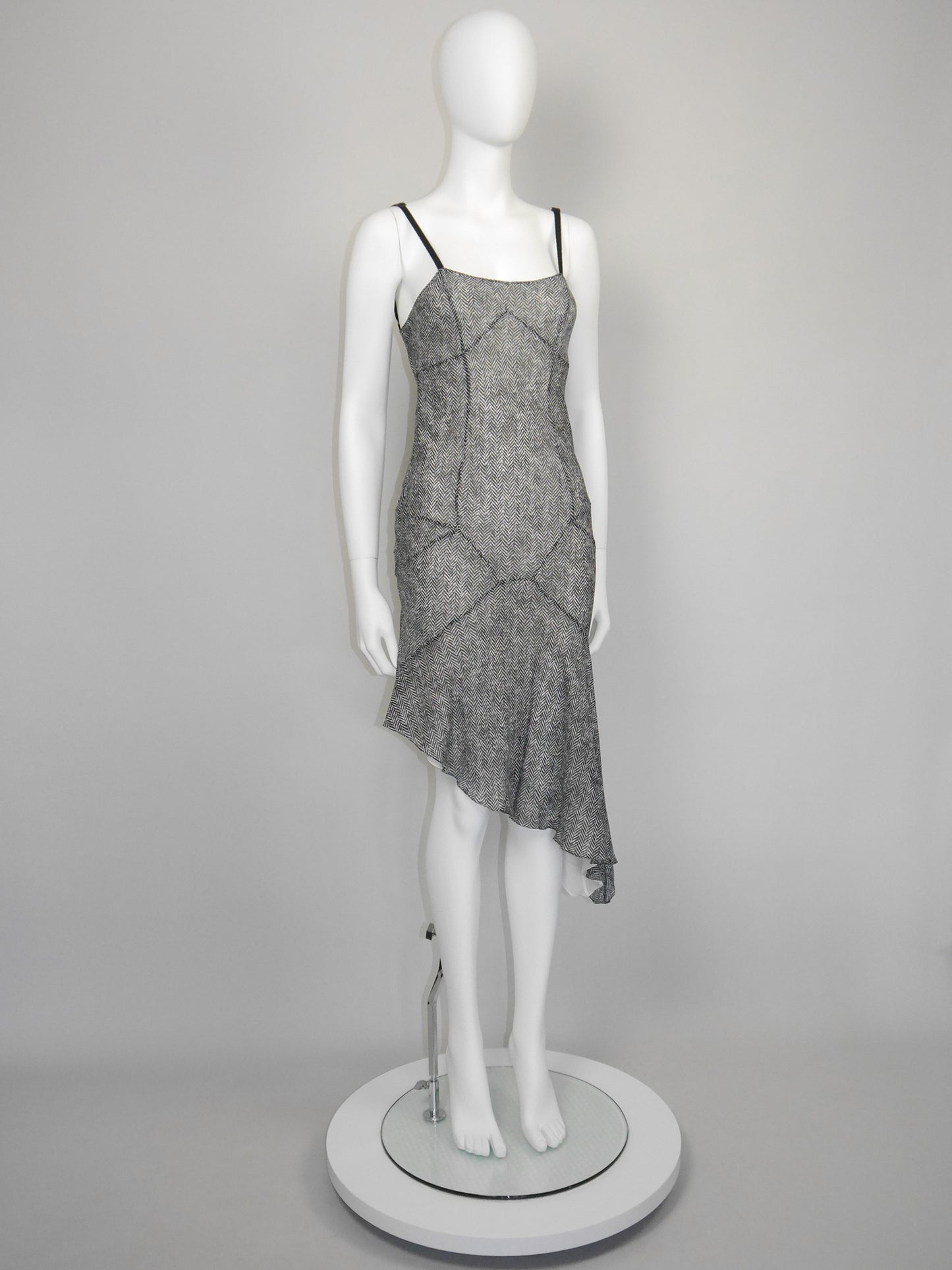 JOHN GALLIANO Spring 2001 Vintage Asymmetrical Silk Slip Dress Lingerie Style Size S