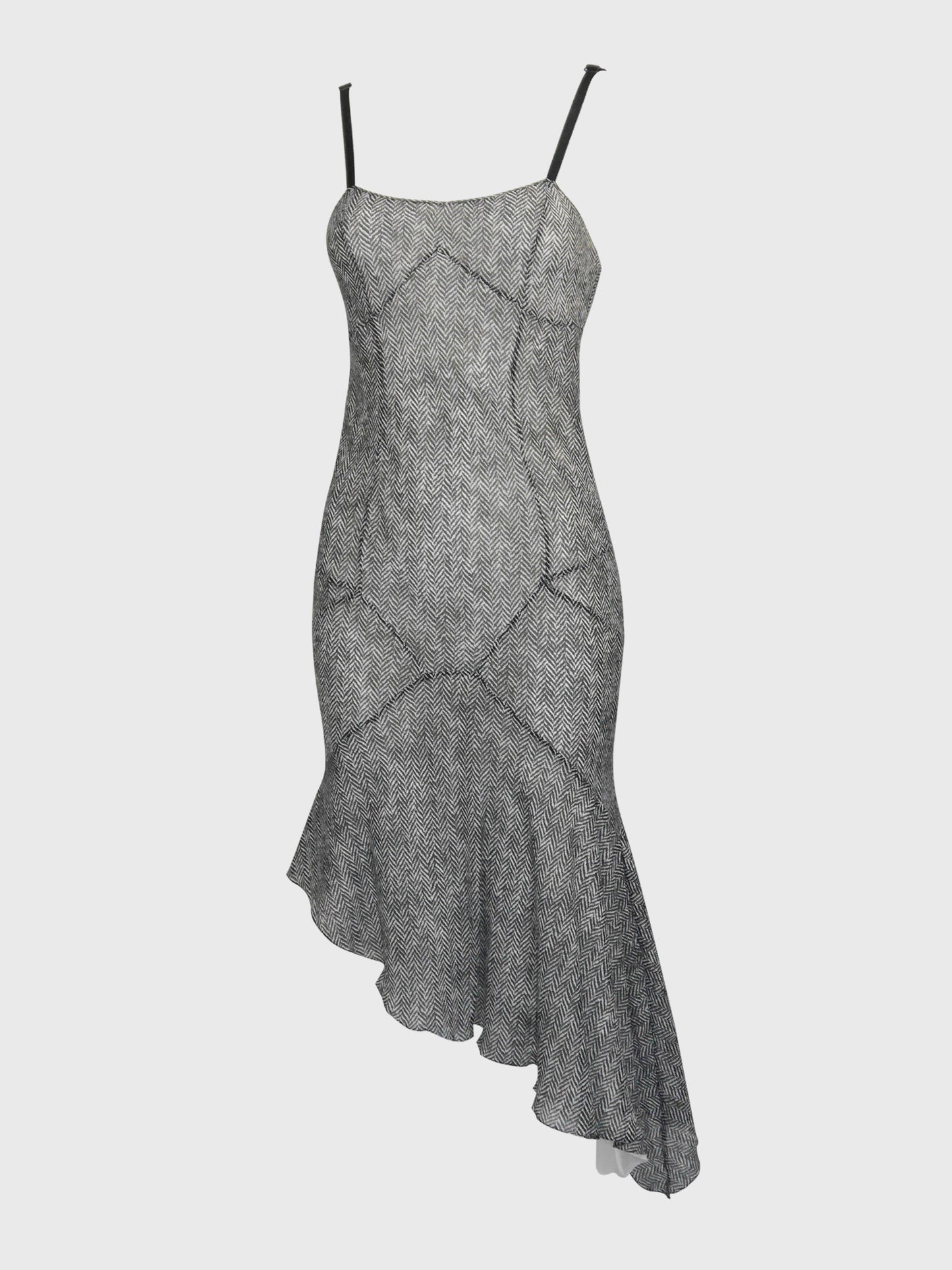 JOHN GALLIANO Spring 2001 Vintage Asymmetrical Silk Slip Dress Lingerie Style Size S
