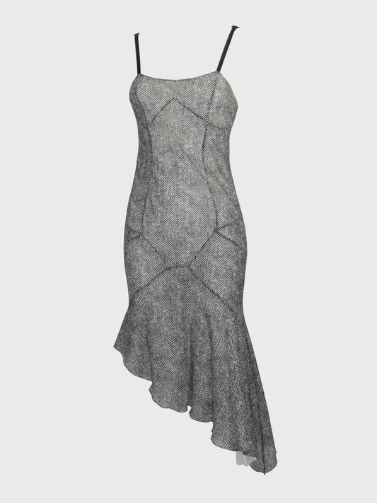 JOHN GALLIANO Spring 2001 Vintage Asymmetrical Silk Slip Dress Lingerie Style Size S