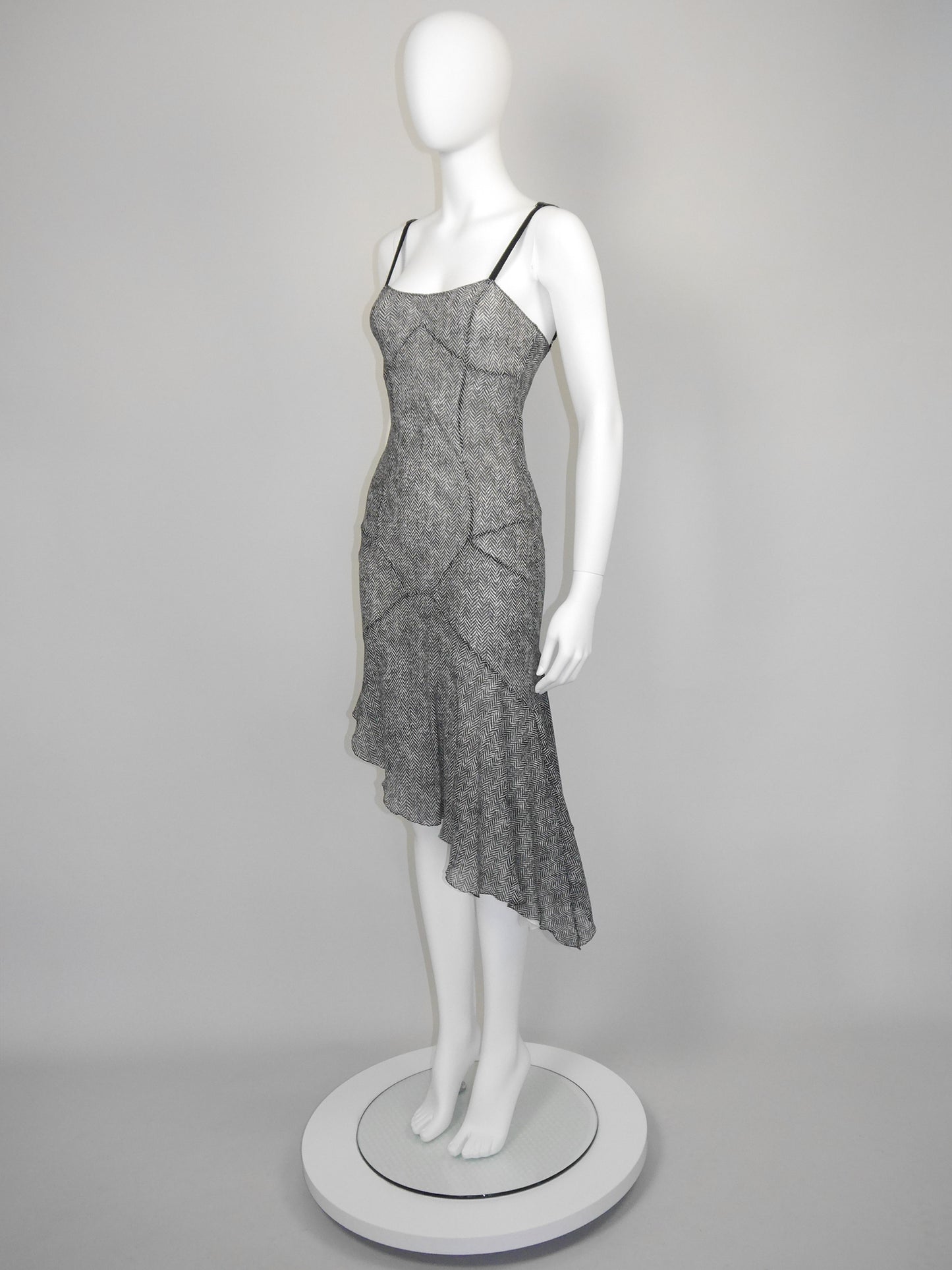 JOHN GALLIANO Spring 2001 Vintage Asymmetrical Silk Slip Dress Lingerie Style Size S