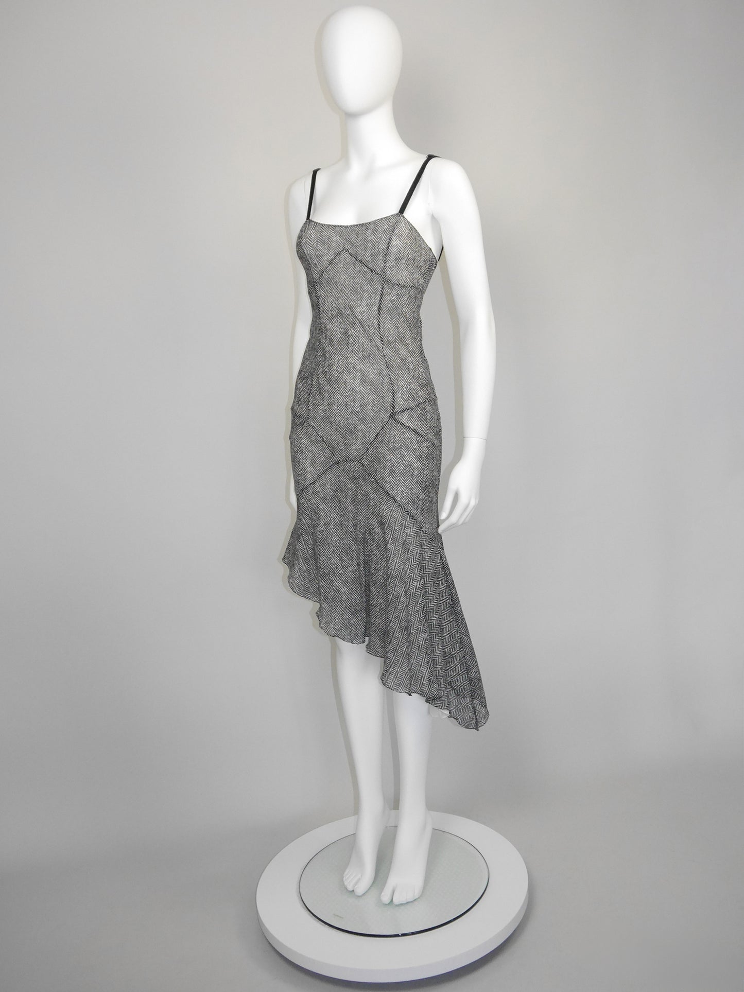 JOHN GALLIANO Spring 2001 Vintage Asymmetrical Silk Slip Dress Lingerie Style Size S