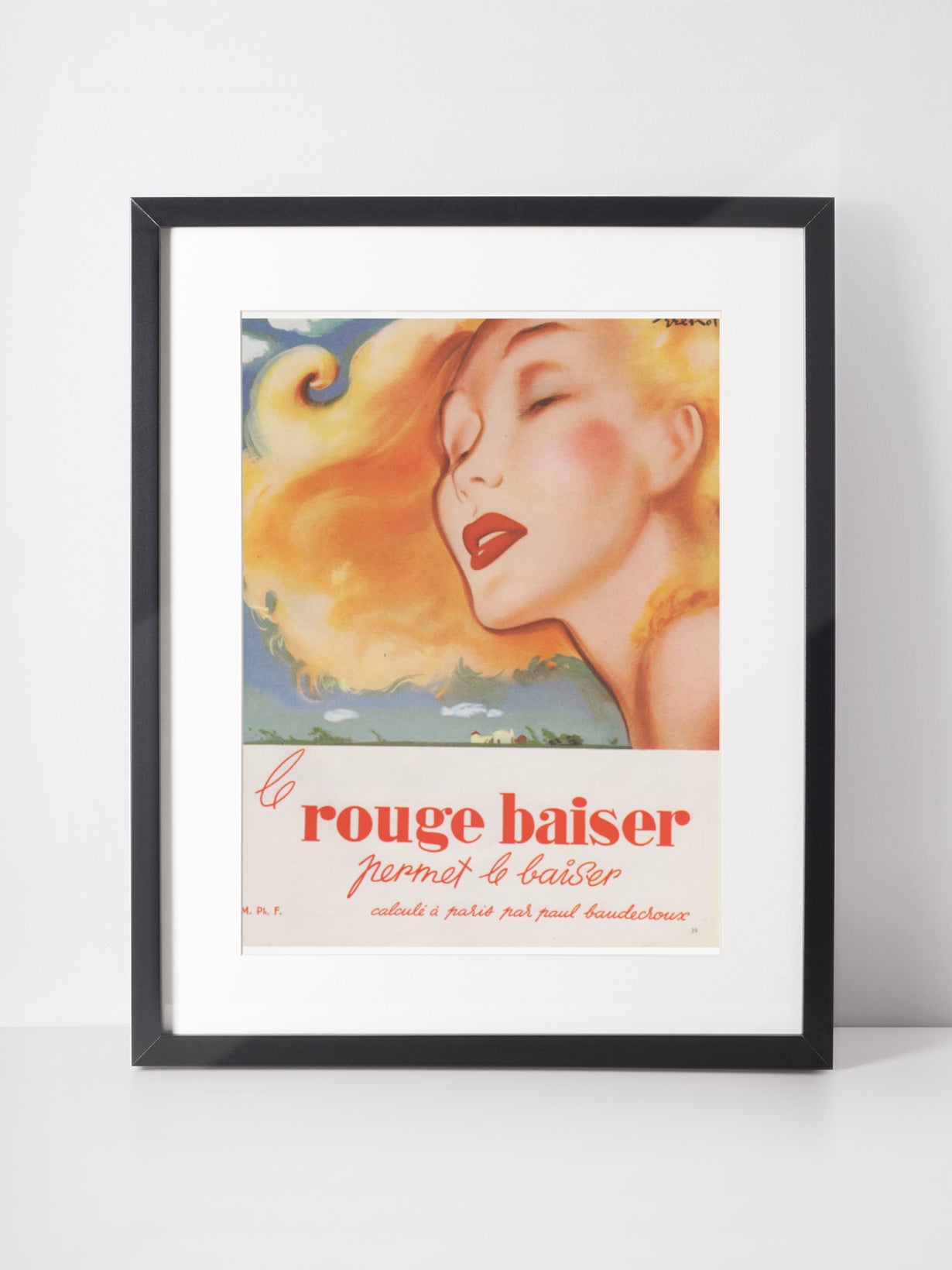 LE ROUGE BAISER 1947 Vintage Advertisement 1940s Beauty Print Ad Lipstick Makeup
