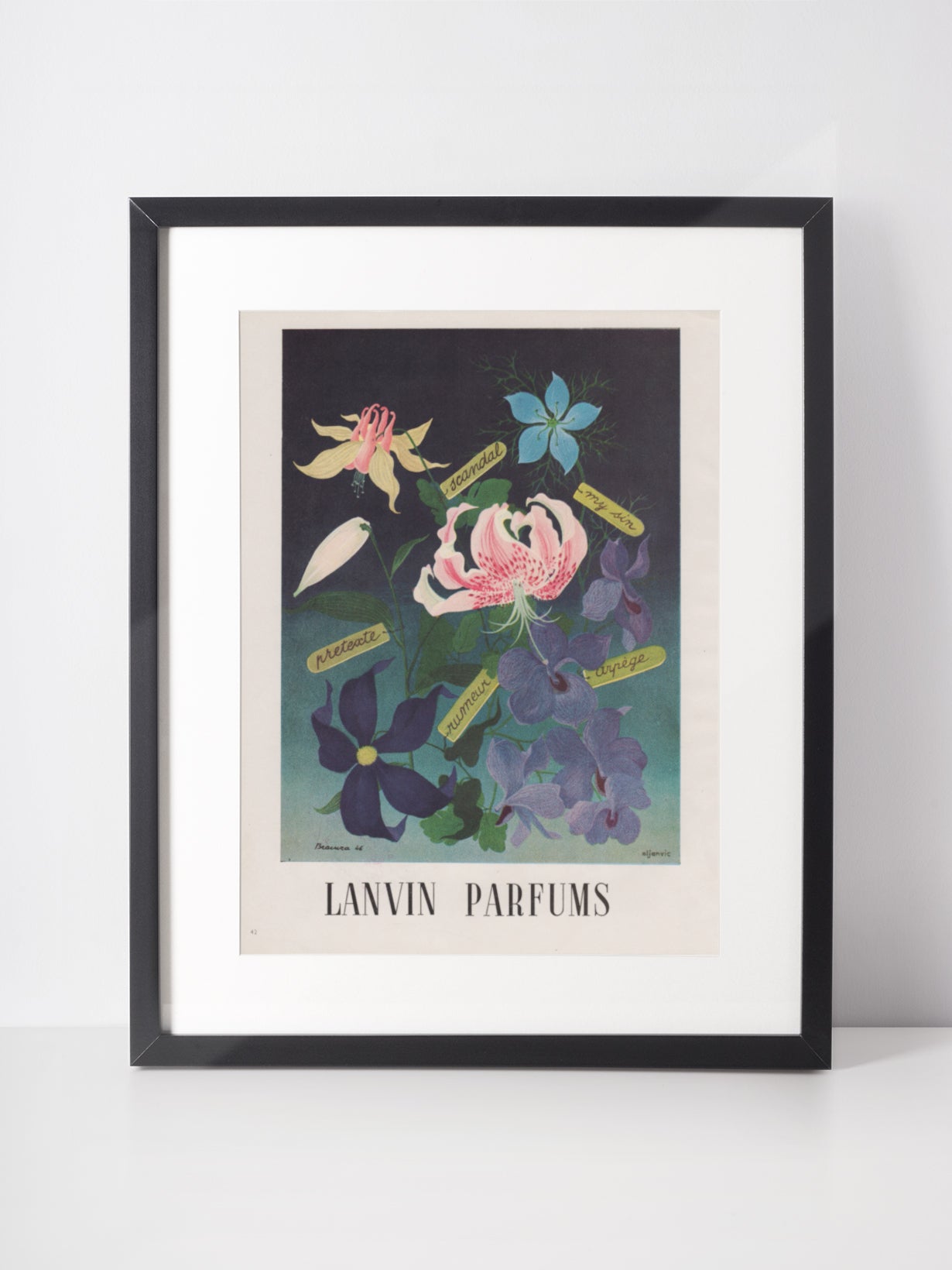 LANVIN 1947 Vintage Advertisement 1940s Perfume Print Ad Fragrance Parfum