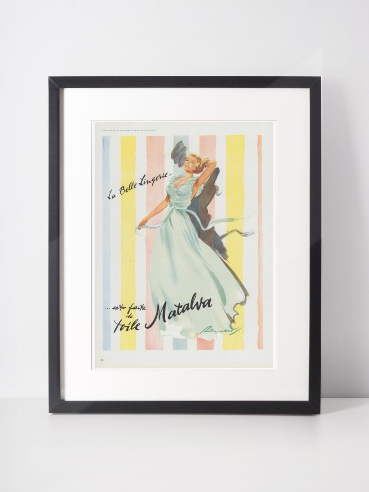 MATALVA 1950 Vintage Print Advertisement Lingerie Fabric Fashion Illustration