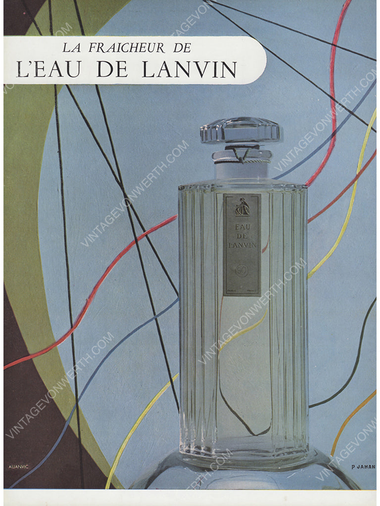 LANVIN 1951 Vintage Print Advertisement Perfume Parfum 1950s