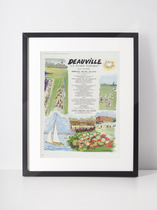 DEAUVILLE 1951 Vintage Print Advertisement Tourism Travel 1950s