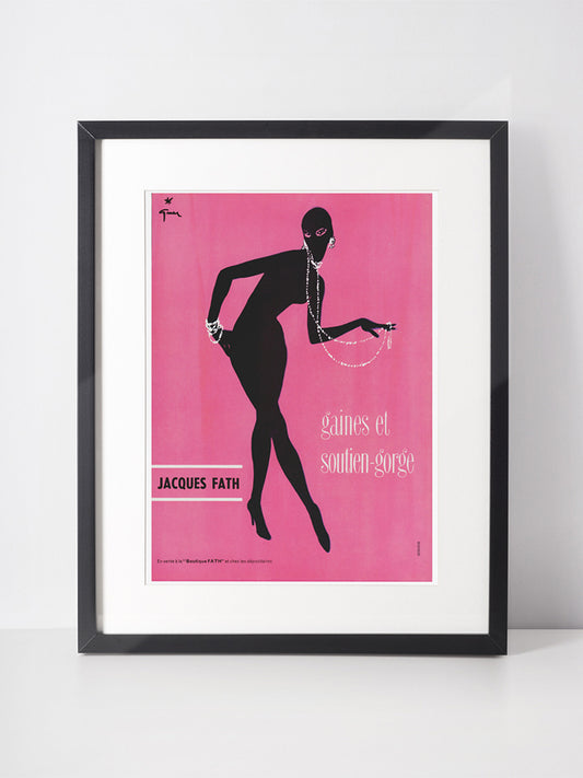 JACQUES FATH 1956 Vintage Advertisement 1950s Lingerie Hosiery Print Ad René Gruau