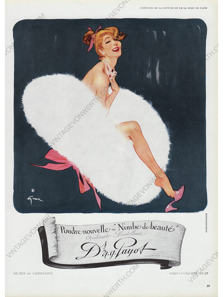 PAYOT 1956 Vintage Advertisement 1950s Beauty Print Ad René Gruau