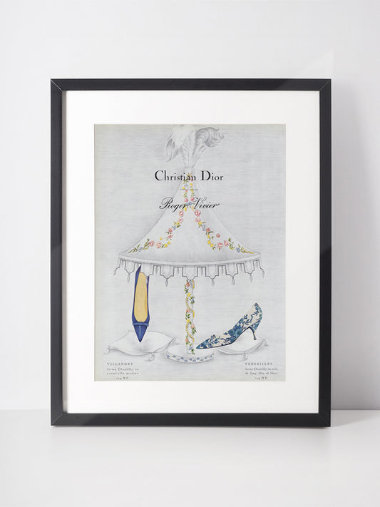 CHRISTIAN DIOR 1960 Vintage Print Advertisement Shoes 1960s Roger Vivier