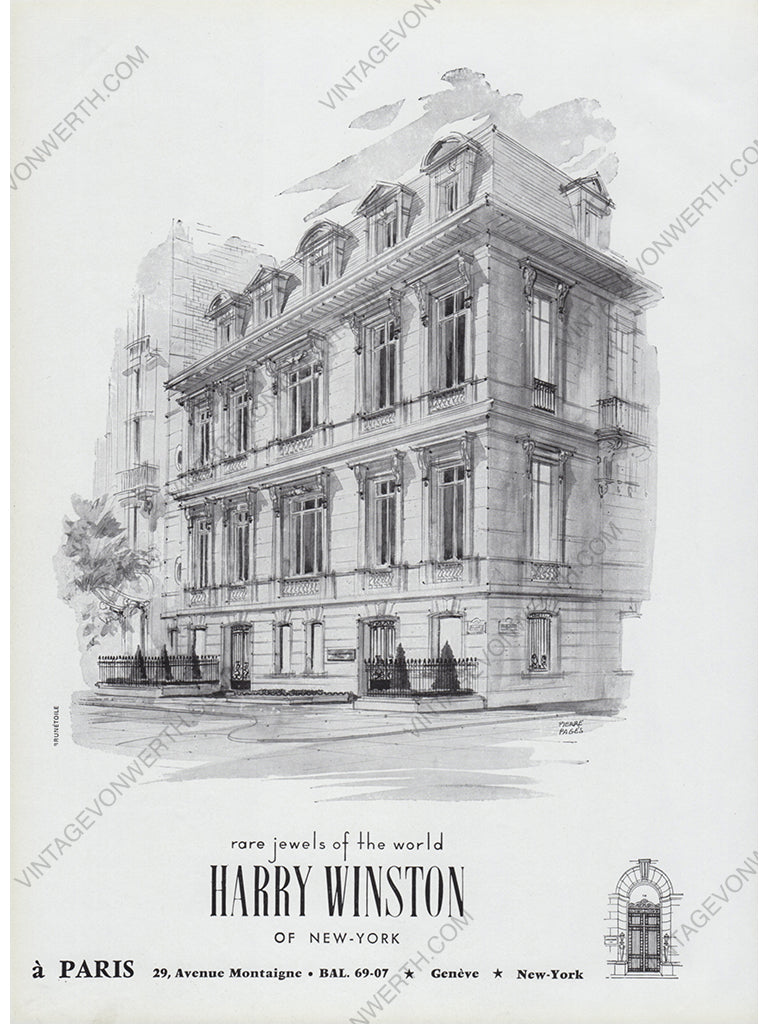 HARRY WINSTON 1962 Vintage Advertisement 1960s Jewelry Ad Print
