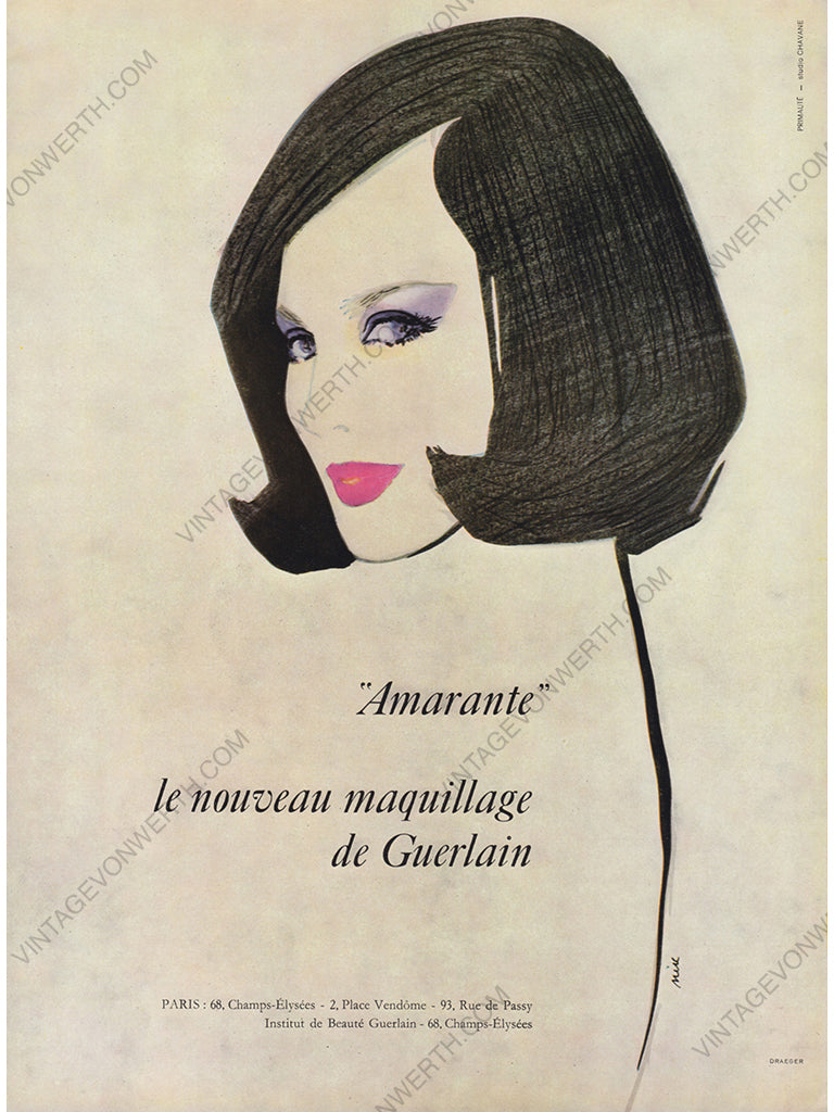 GUERLAIN 1962 Vintage Advertisement 1960s Beauty Print Ad