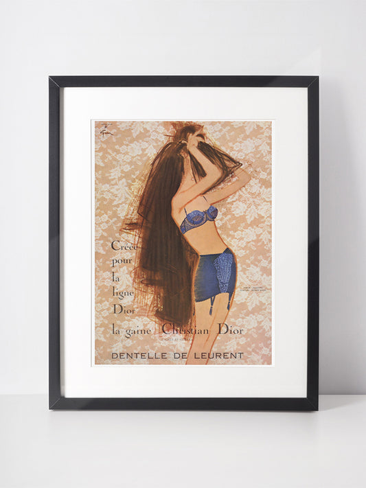 CHRISTIAN DIOR 1963 Vintage Advertisement 1960s Lingerie Ad René Gruau
