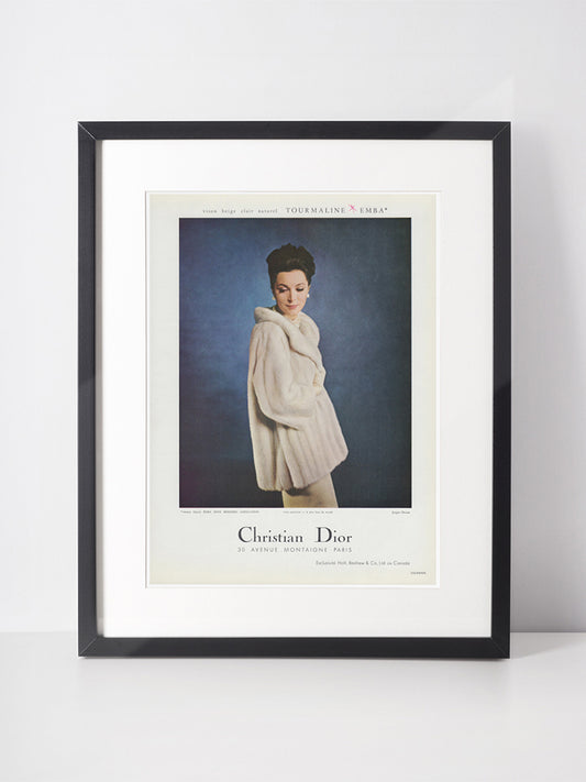 CHRISTIAN DIOR 1964 Vintage Advertisement 1960s Mink Fur Print Ad