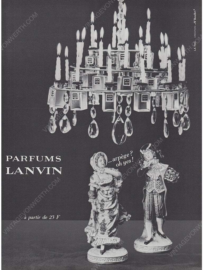 LANVIN 1965 Vintage Advertisement 1960s Arpège Perfume Print Ad