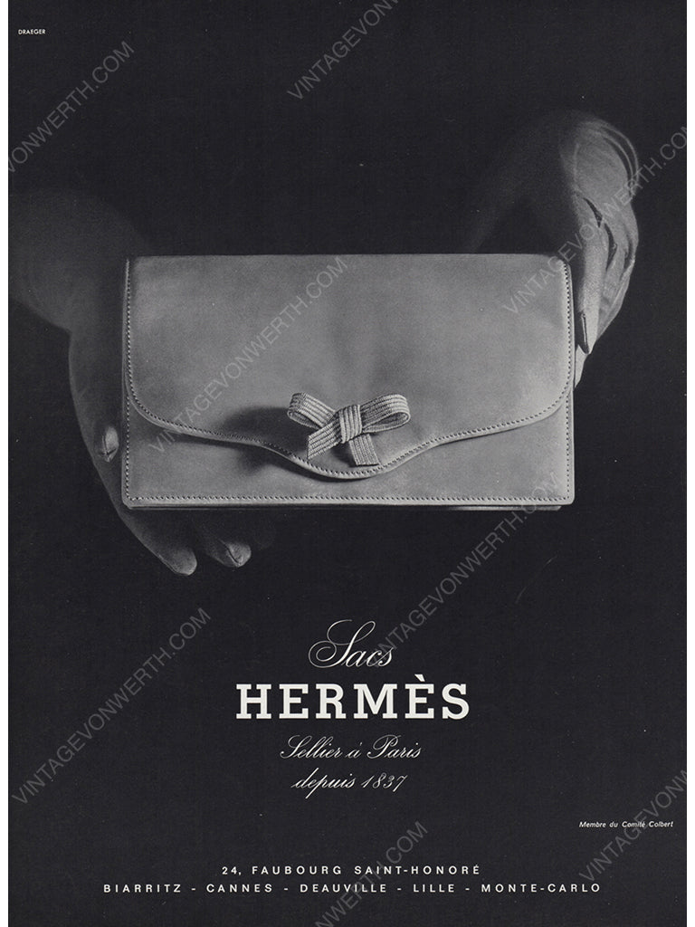 HERMÈS 1966 Vintage Advertisement 1960s Hermès Bag Ad