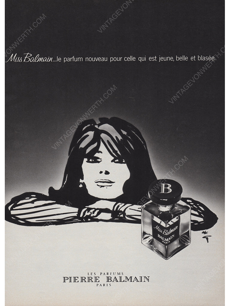 PIERRE BALMAIN 1969 Vintage Advertisement 1960s Perfume Ad René Gruau