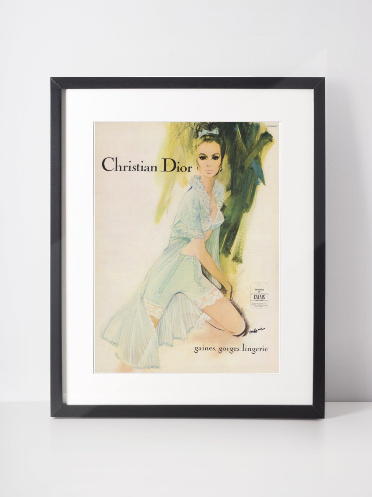 CHRISTIAN DIOR 1967 Vintage Print Advertisement 1960s Lingerie Ad Fashion Illustration