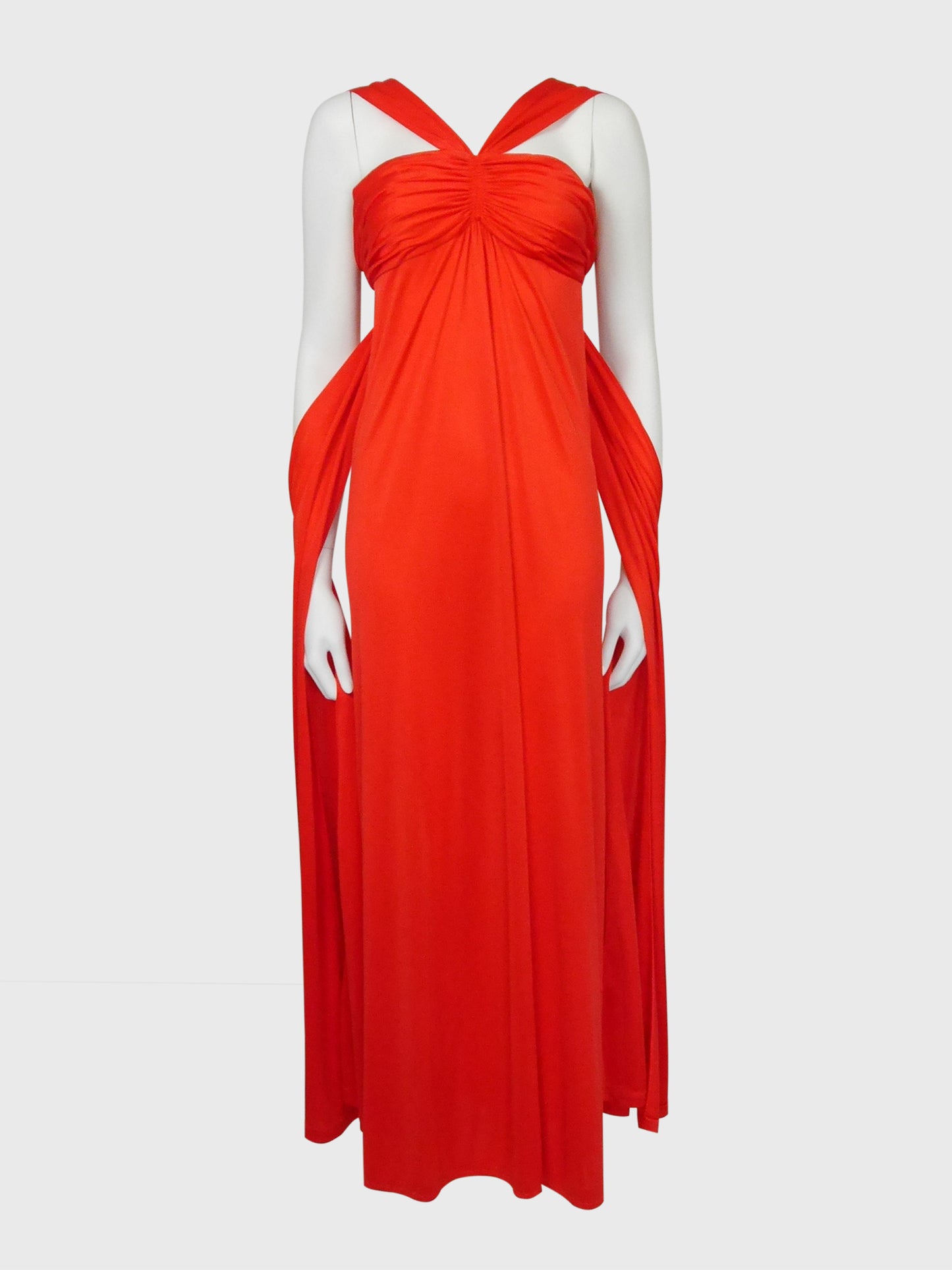 LORIS AZZARO 1970s 1980s Vintage Red Maxi Evening Gown w/ Stole Size XXS-XS