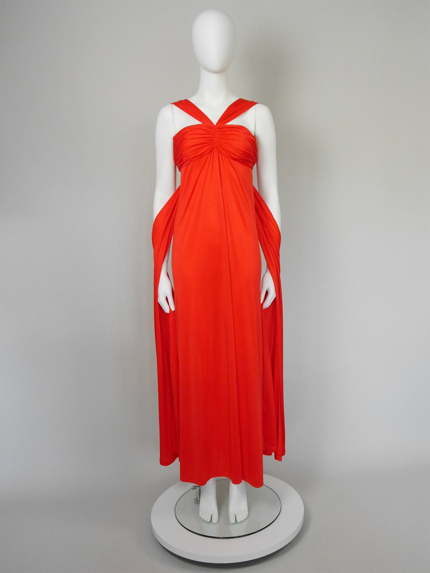 LORIS AZZARO 1970s 1980s Vintage Red Maxi Evening Gown w/ Stole Size XXS-XS