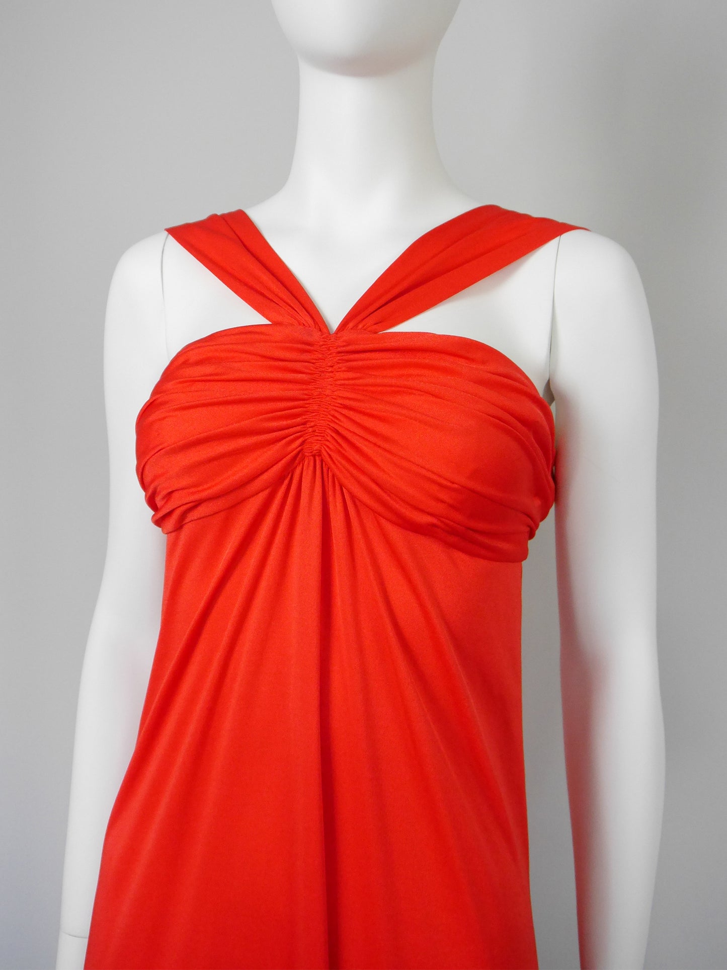 LORIS AZZARO 1970s 1980s Vintage Red Maxi Evening Gown w/ Stole Size XXS-XS