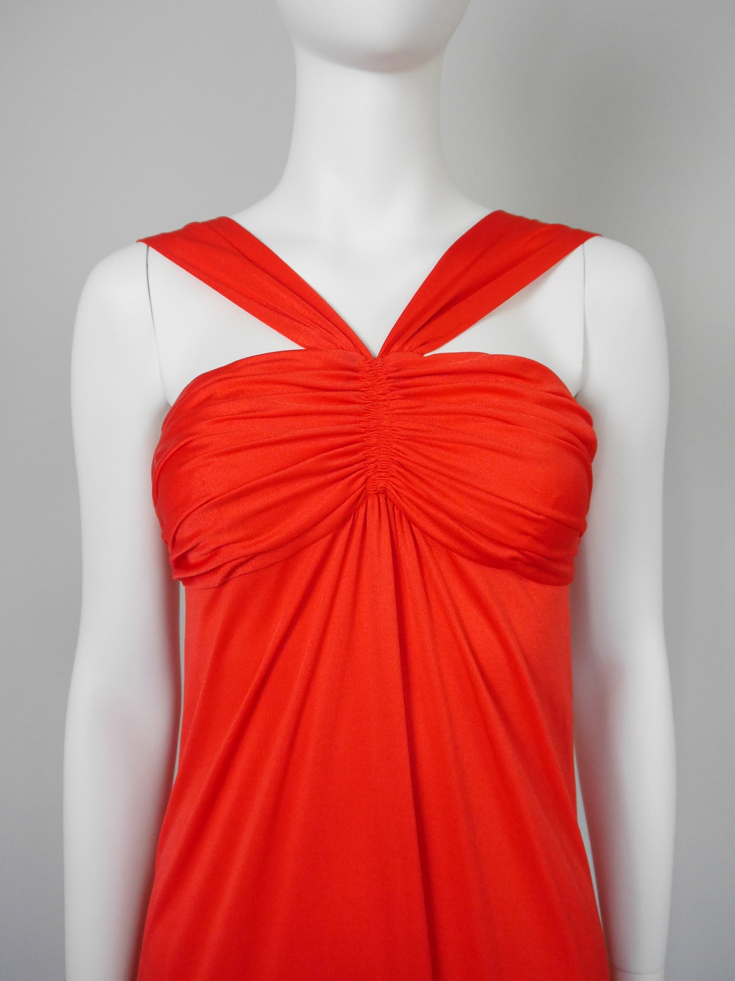 LORIS AZZARO 1970s 1980s Vintage Red Maxi Evening Gown w/ Stole Size XXS-XS