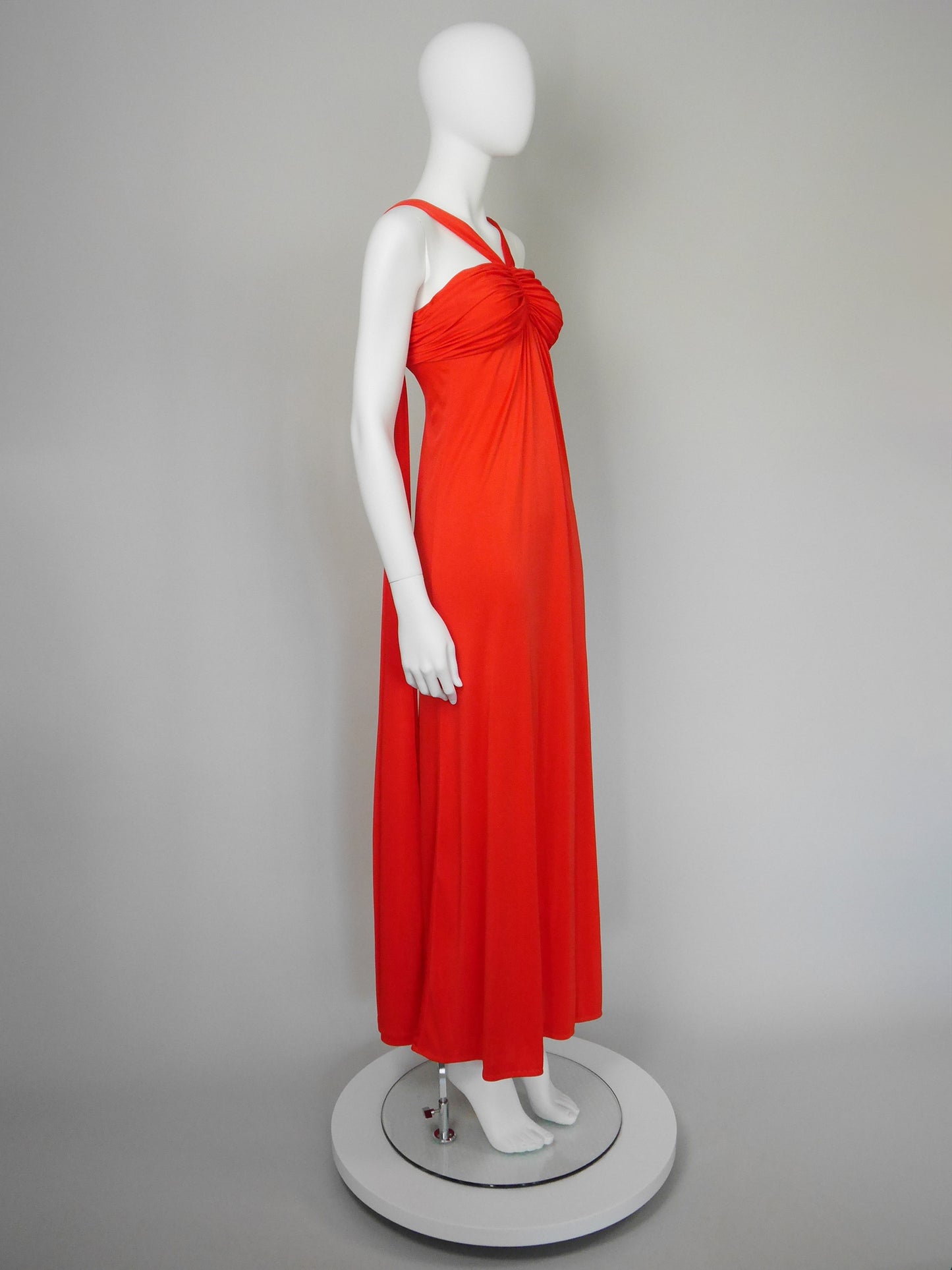 LORIS AZZARO 1970s 1980s Vintage Red Maxi Evening Gown w/ Stole Size XXS-XS