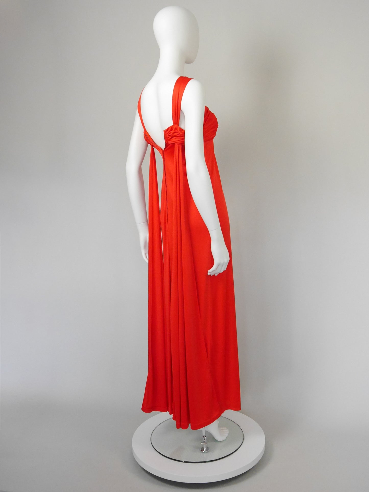 LORIS AZZARO 1970s 1980s Vintage Red Maxi Evening Gown w/ Stole Size XXS-XS