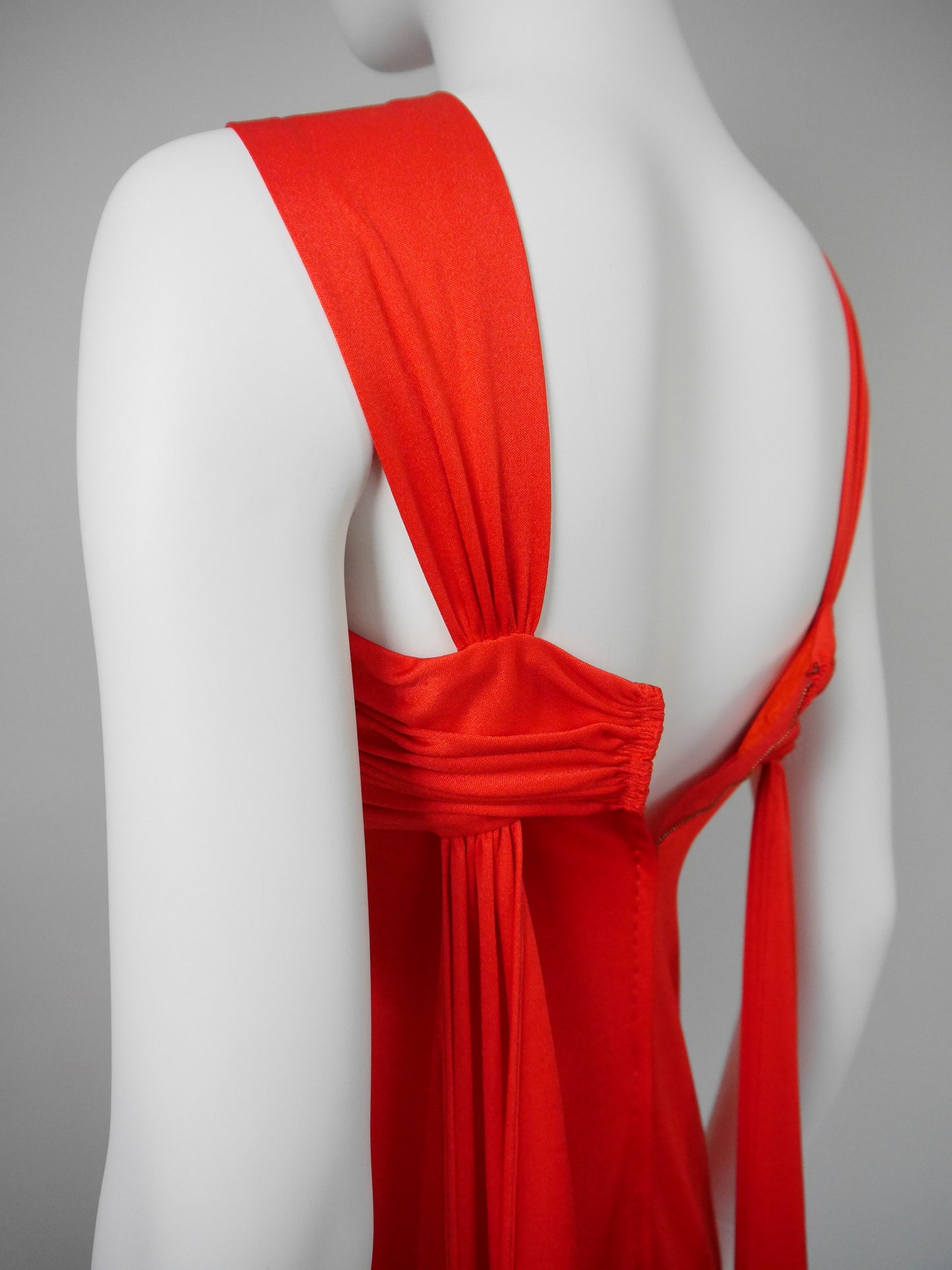 LORIS AZZARO 1970s 1980s Vintage Red Maxi Evening Gown w/ Stole Size XXS-XS