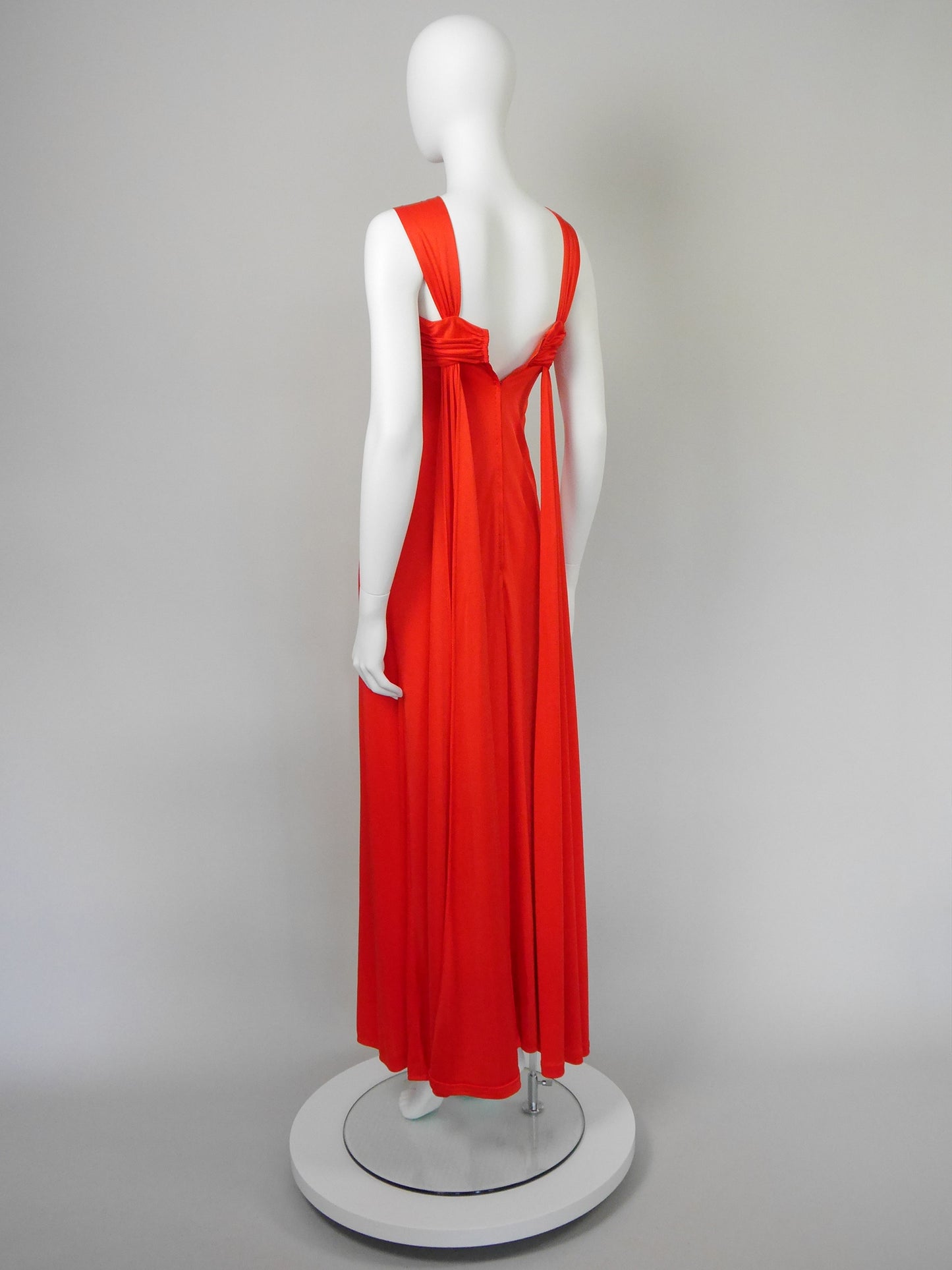 LORIS AZZARO 1970s 1980s Vintage Red Maxi Evening Gown w/ Stole Size XXS-XS