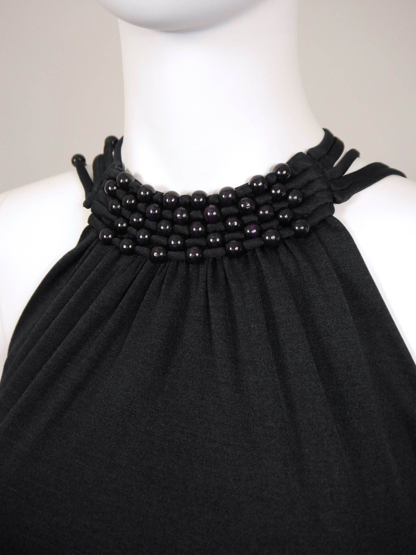 LORIS AZZARO 1970s Vintage "Baba" Beaded Backless Maxi Evening Gown Size S