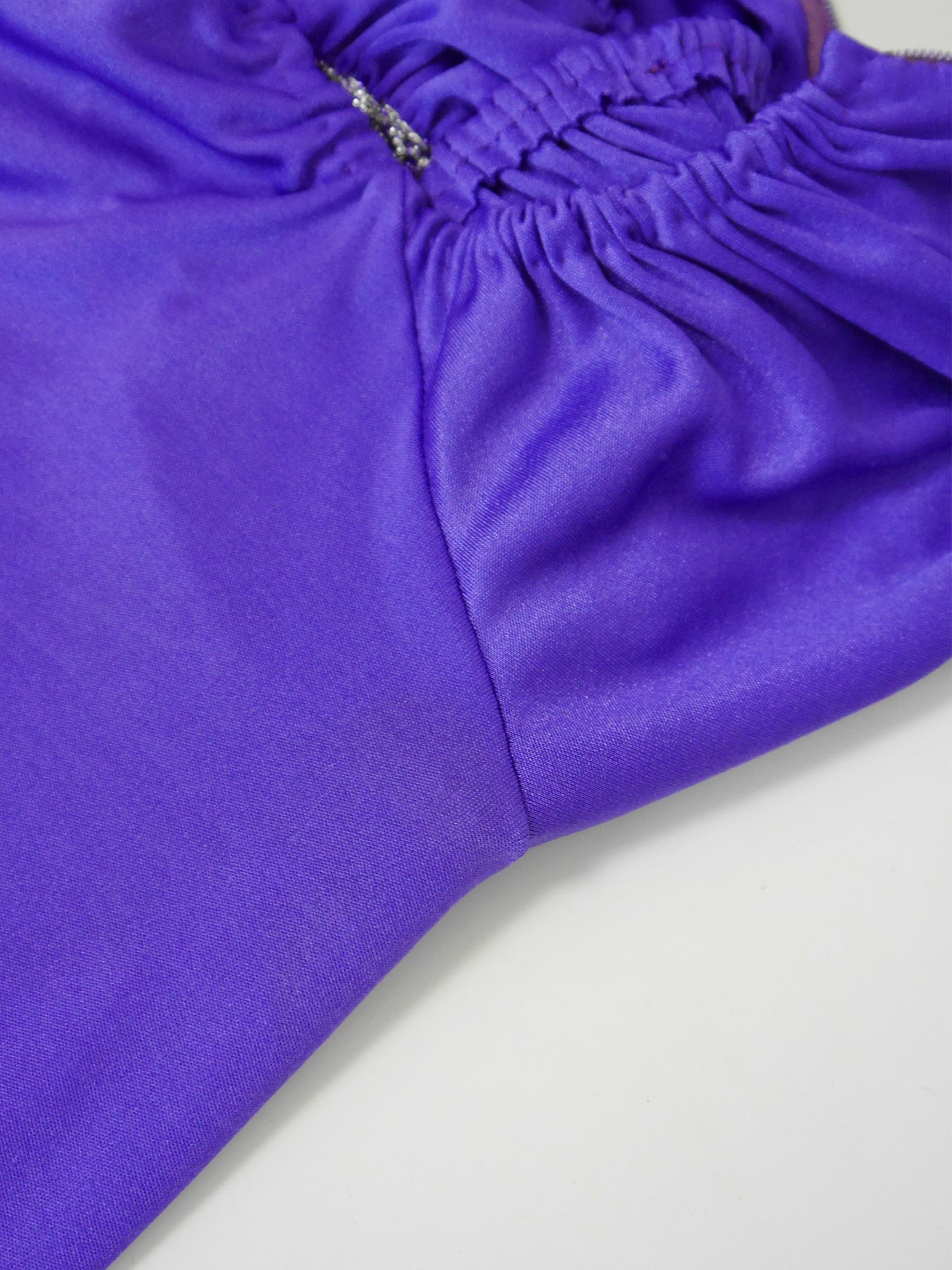 LORIS AZZARO 1970s Vintage Purple Crochet Chainmail Maxi Evening Gown Size S
