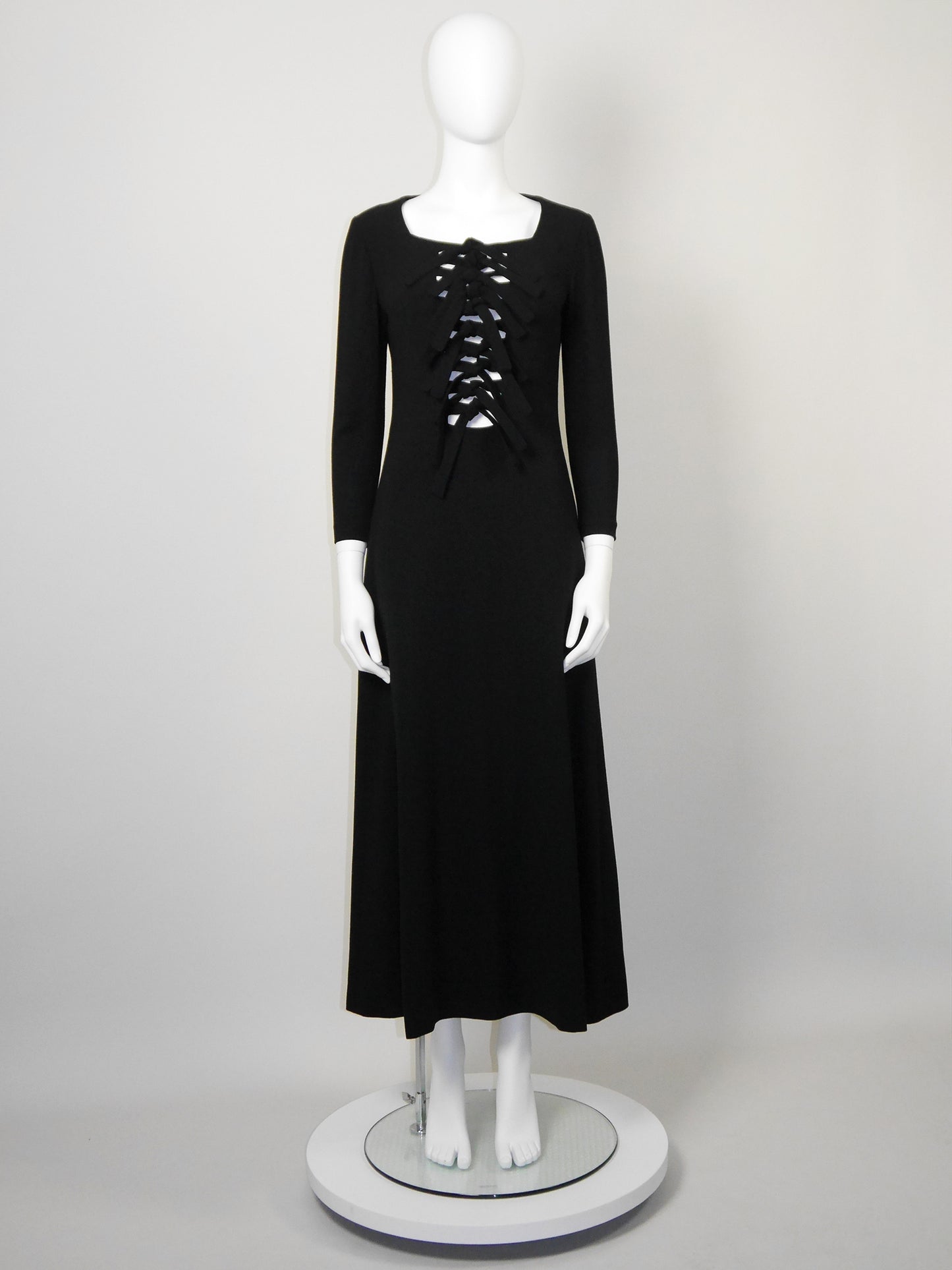 LOUIS FÉRAUD 1960s 1970s Vintage Maxi Evening Dress w/ Knotted Front Size S