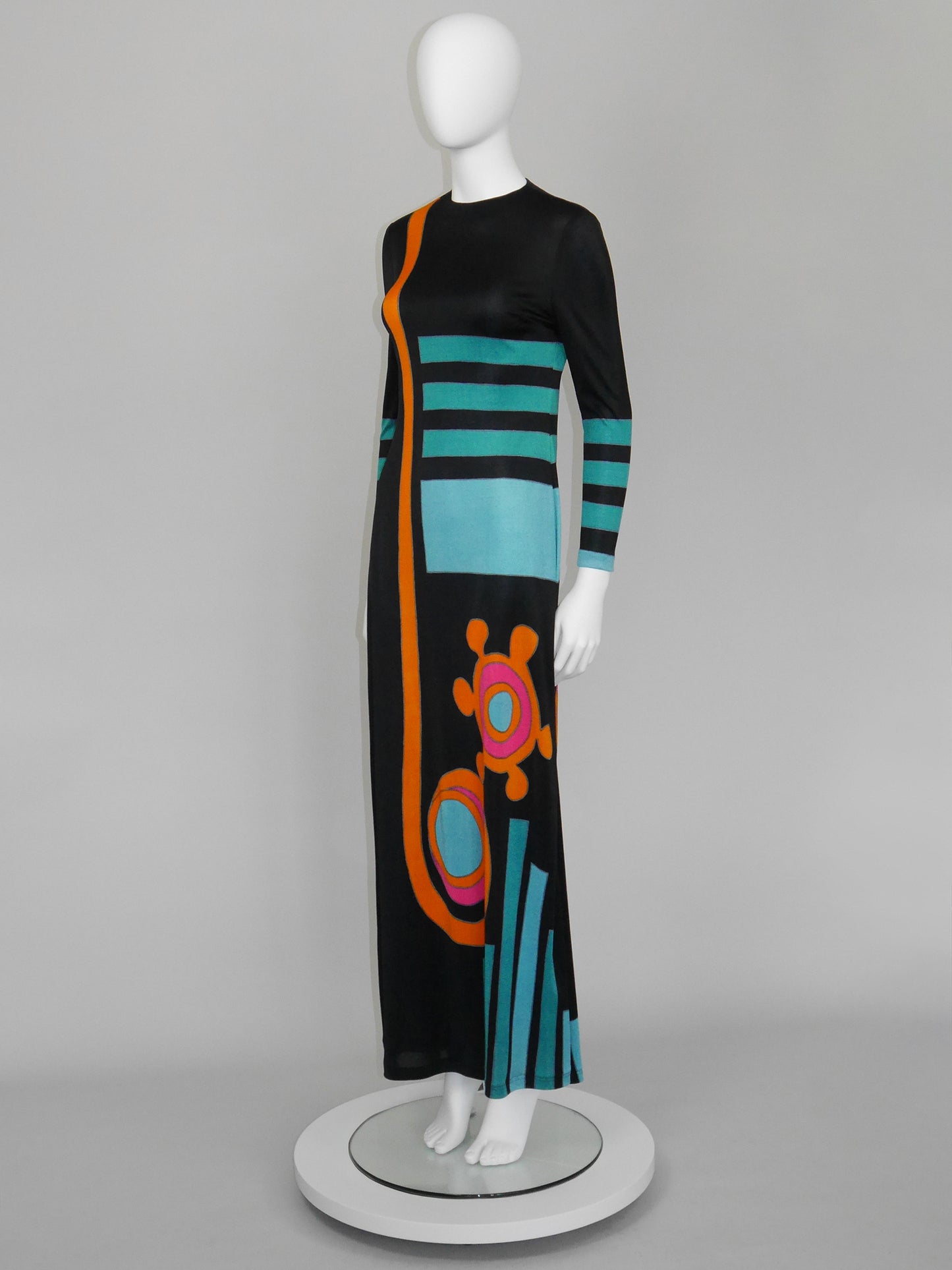 LOUIS FÉRAUD 1960s 1970s Vintage Psychedelic Print Maxi Dress Size M