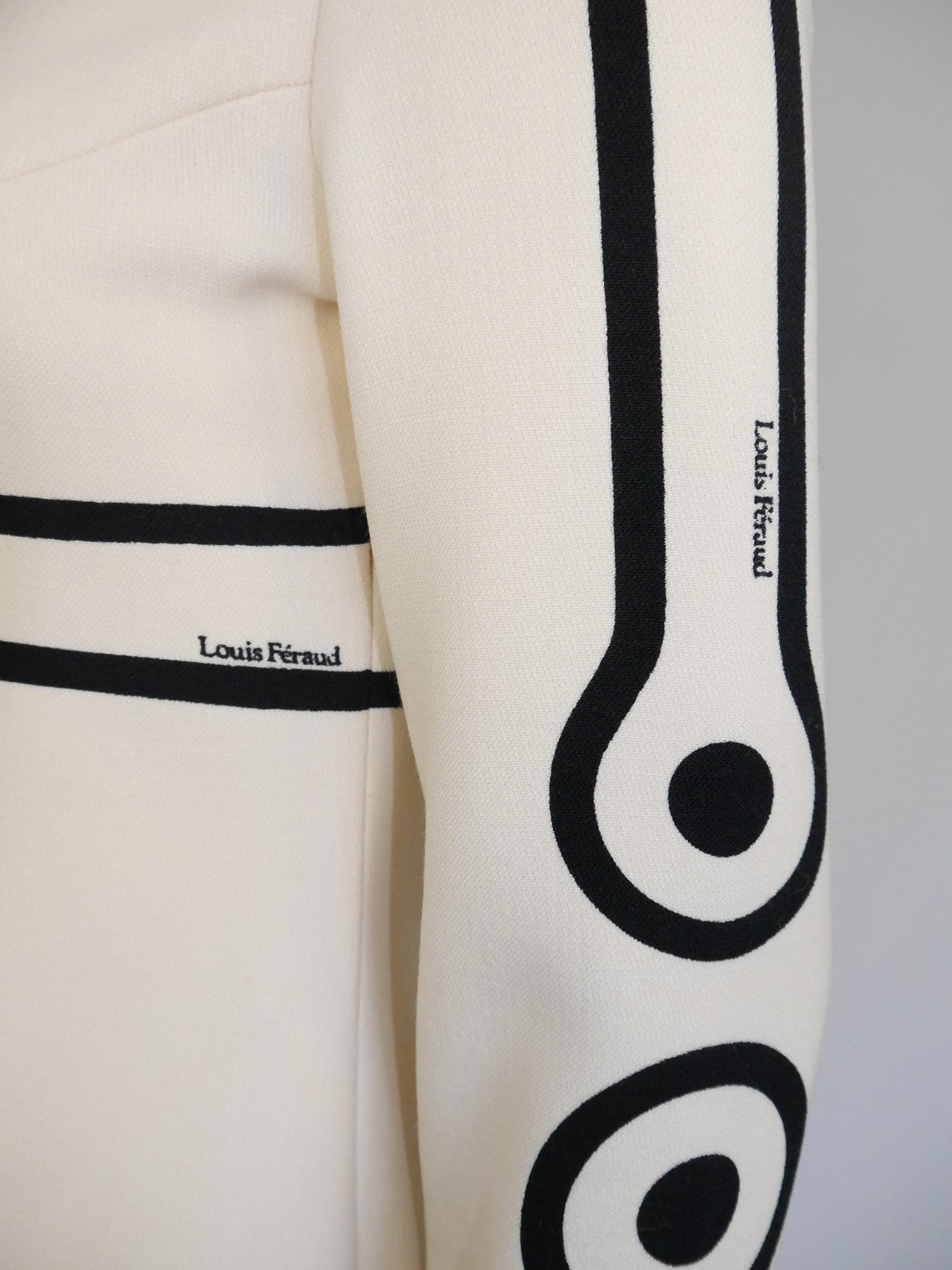 LOUIS FÉRAUD 1960s Vintage Space Age Mini Dress w/ Graphic Print Size XS