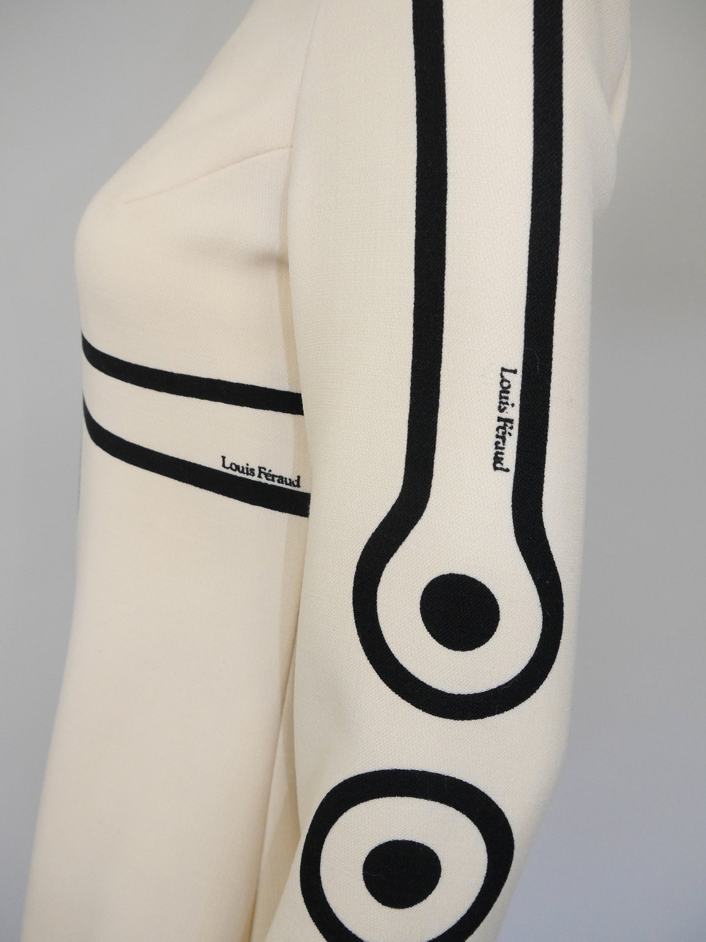 LOUIS FÉRAUD 1960s Vintage Space Age Mini Dress w/ Graphic Print Size XS
