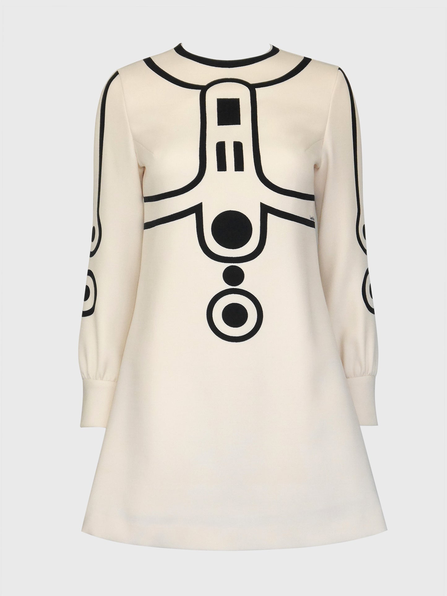 LOUIS FÉRAUD 1960s Vintage Space Age Mini Dress w/ Graphic Print Size XS