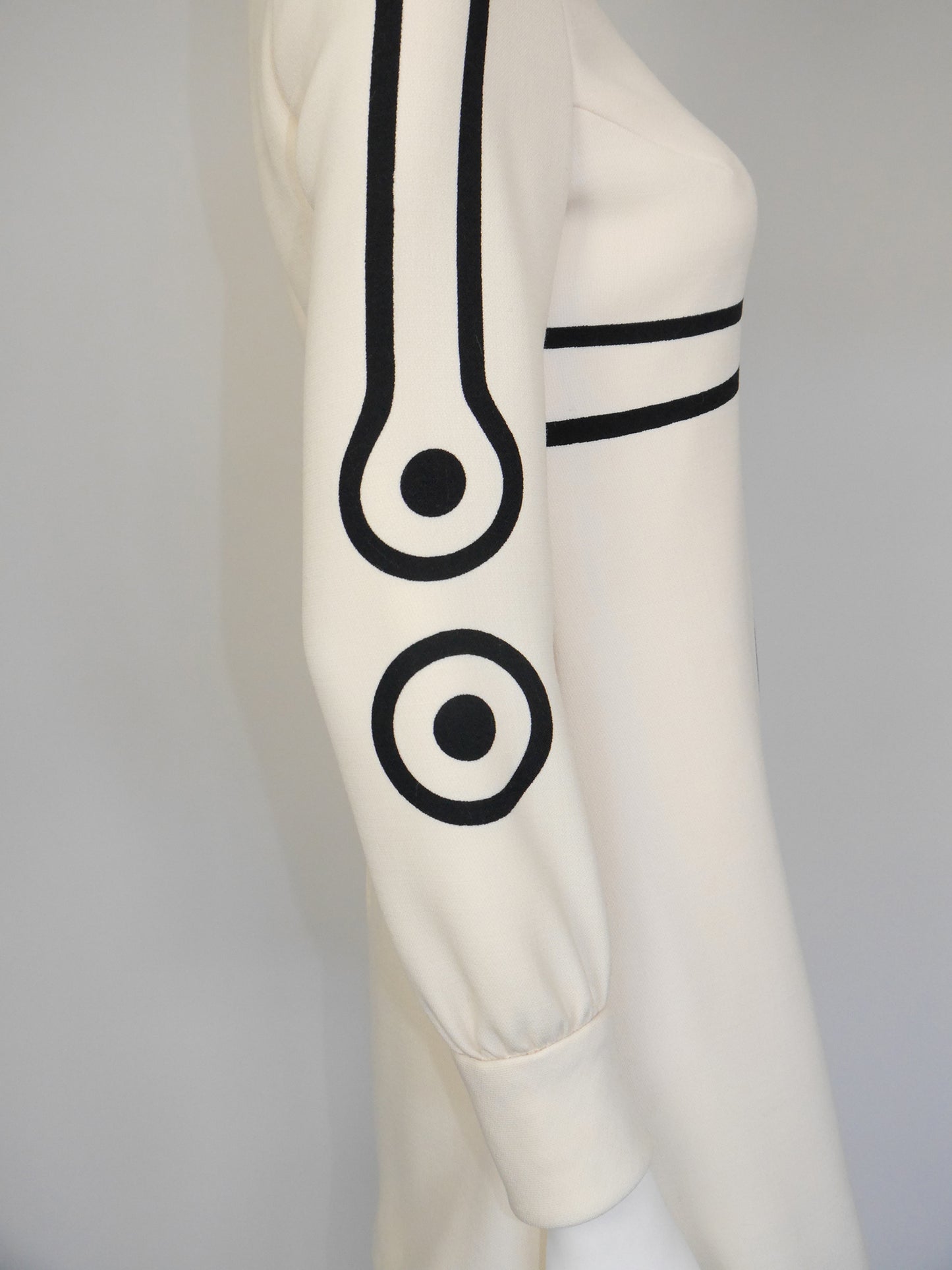 LOUIS FÉRAUD 1960s Vintage Space Age Mini Dress w/ Graphic Print Size XS