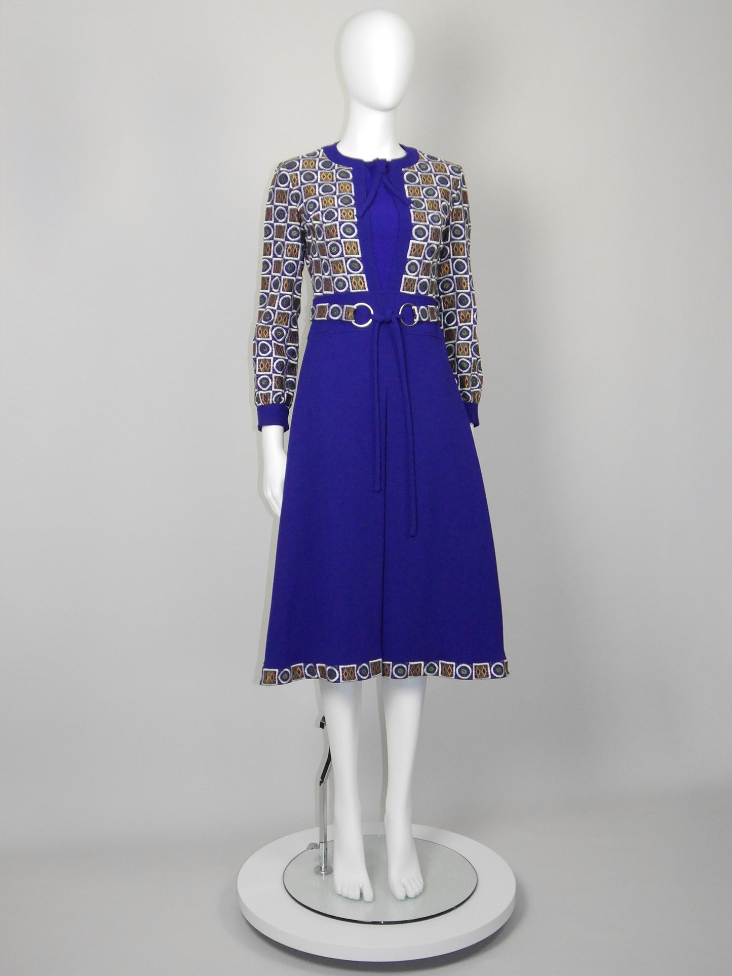 LOUIS FÉRAUD Fall 1969 Vintage Embroidered Space Age Folklore Dress Size XS