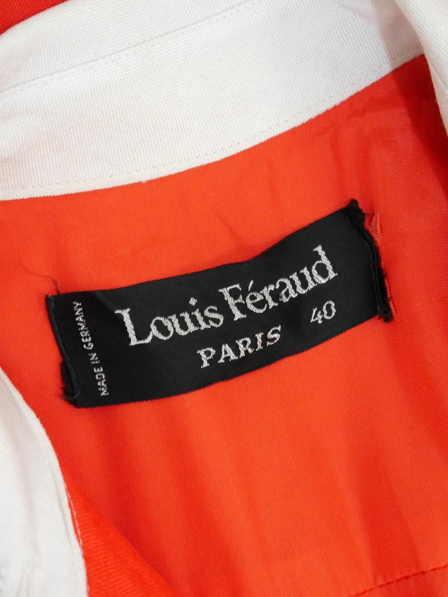 LOUIS FÉRAUD 1970s Vintage Orange Sleeveless Day Dress w/ Box Pleats Size S