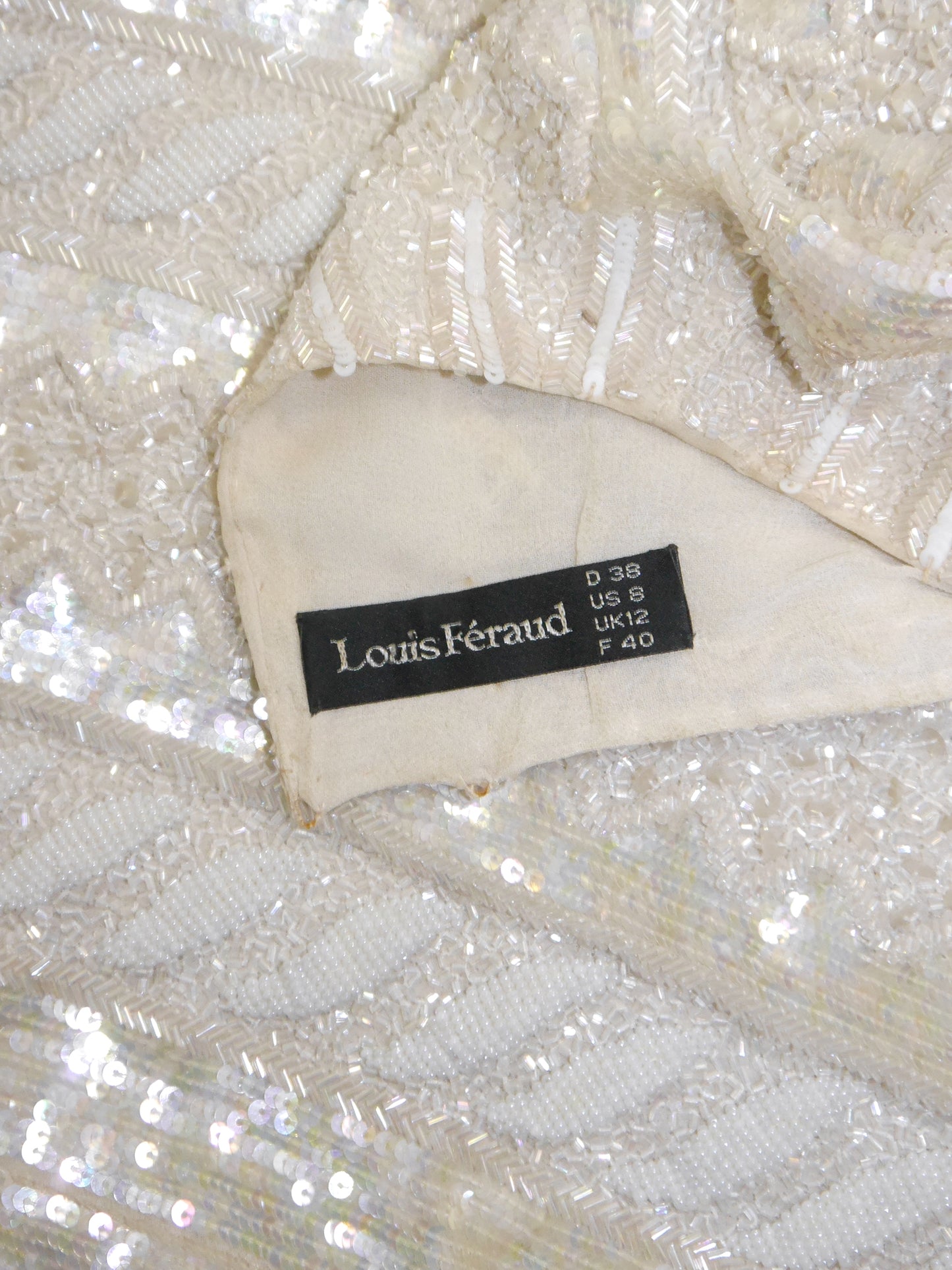 LOUIS FÉRAUD 1980s Vintage Fully Beaded Cable Knit Trompe l'Oeil Evening Top Size XS-M