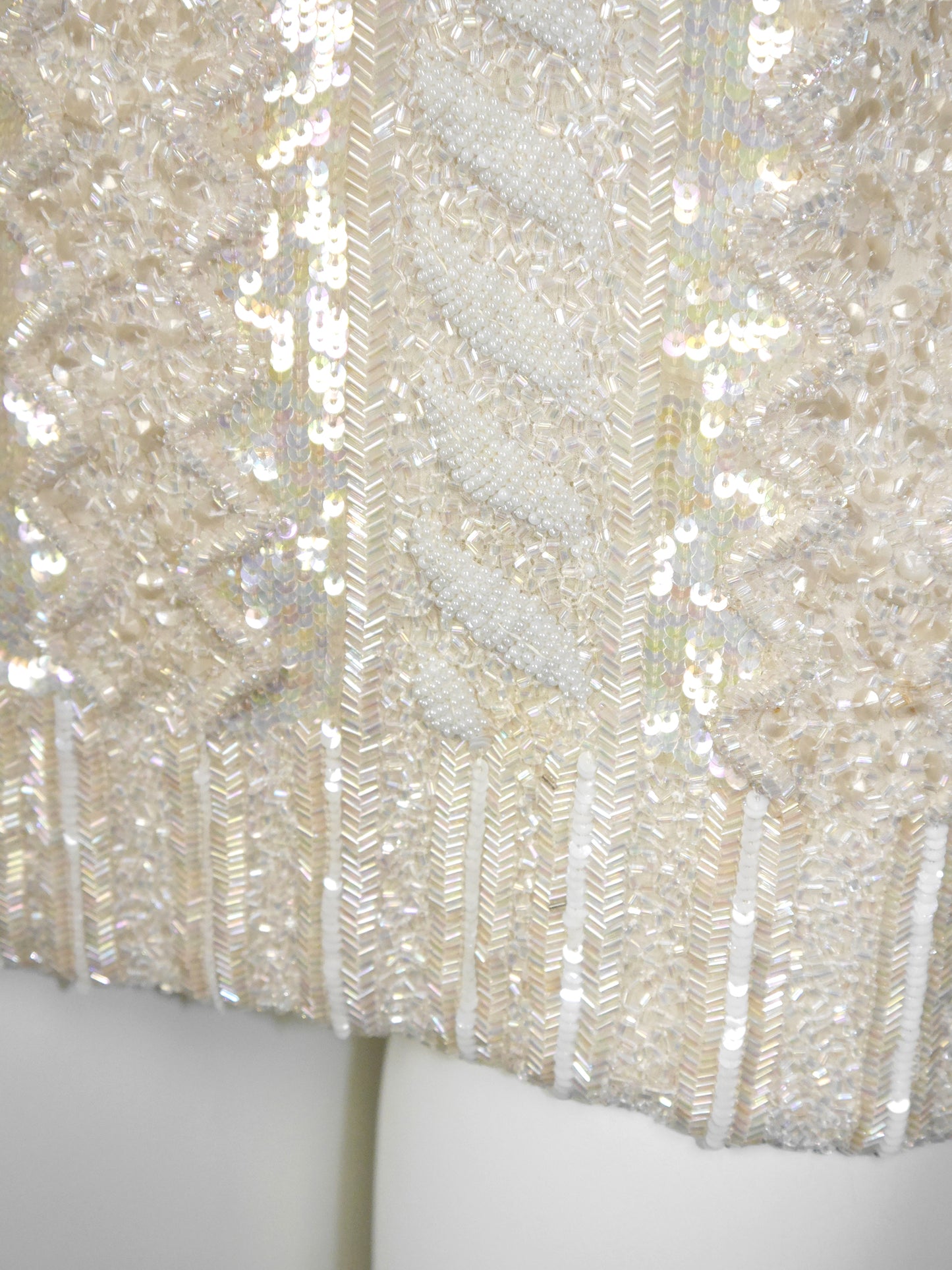 LOUIS FÉRAUD 1980s Vintage Fully Beaded Cable Knit Trompe l'Oeil Evening Top Size XS-M