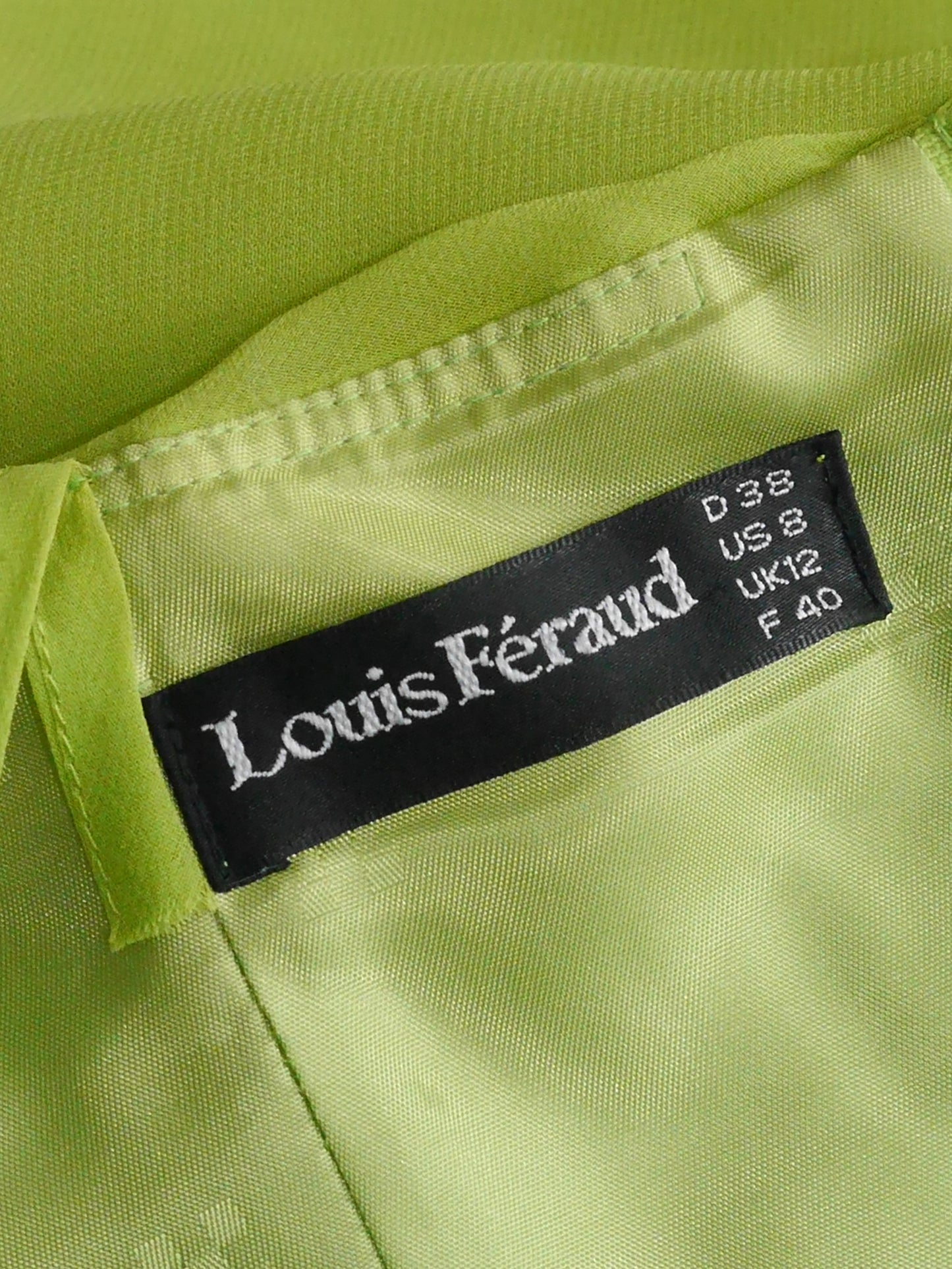 LOUIS FÉRAUD 1980s Vintage Lime Green Silk Bustier Evening Dress Size M