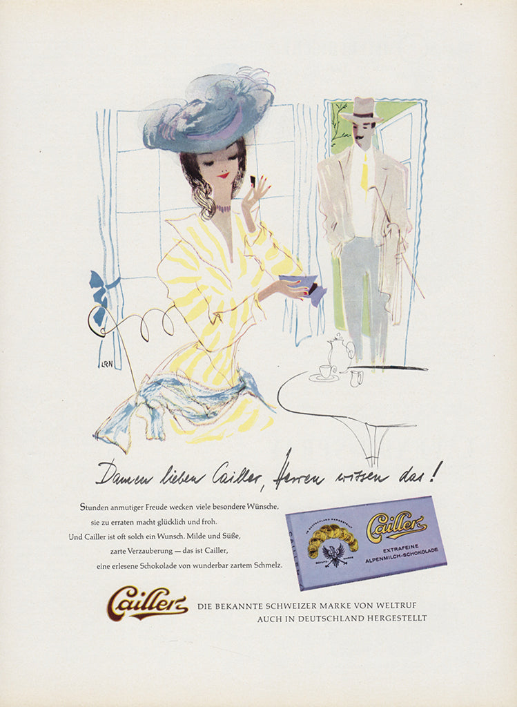 CAILLER 1958 Vintage Print Advertisement Swiss Chocolate Magazine Ad