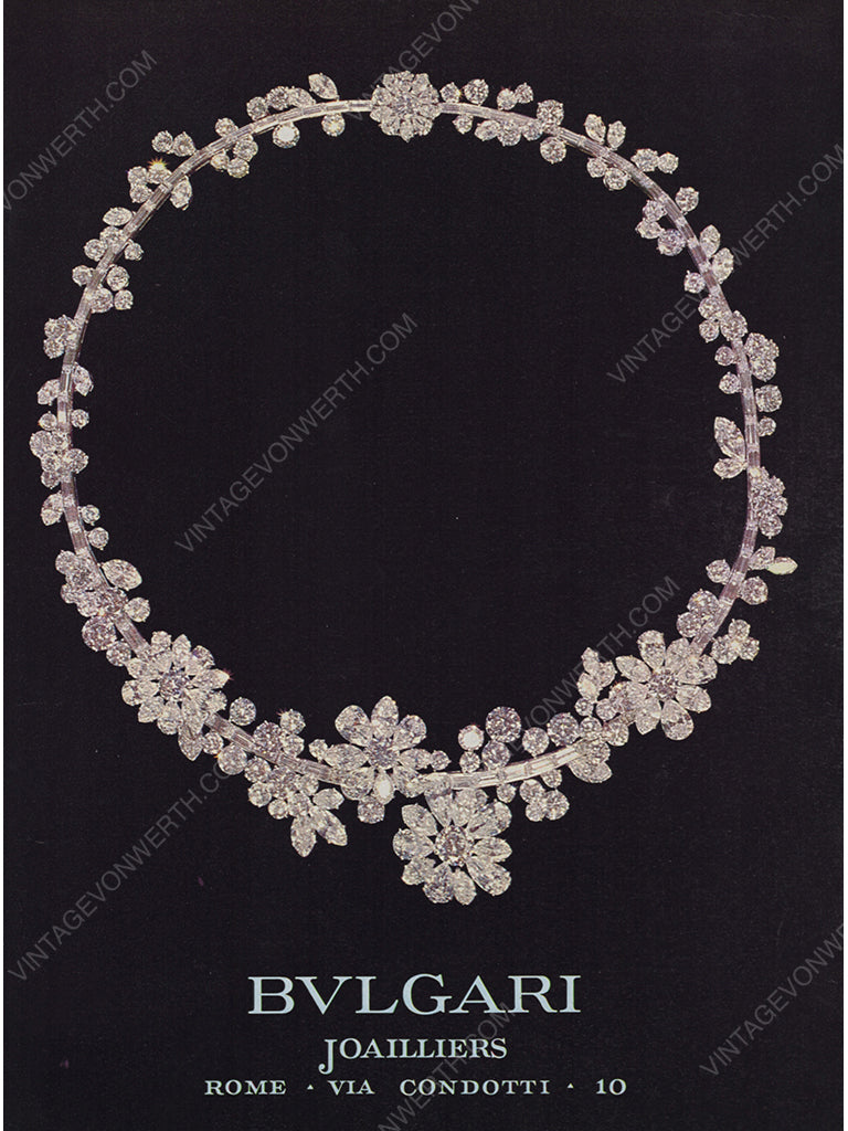 BVLGARI 1965 Vintage Advertisement 1960s Bulgari Jewelry Print Ad