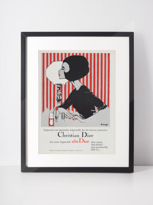 CHRISTIAN DIOR 1966 Vintage Print Advertisement Beauty Cosmetics Lipstick Magazine Ad