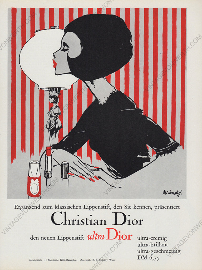 CHRISTIAN DIOR 1966 Vintage Print Advertisement Beauty Cosmetics Lipstick Magazine Ad